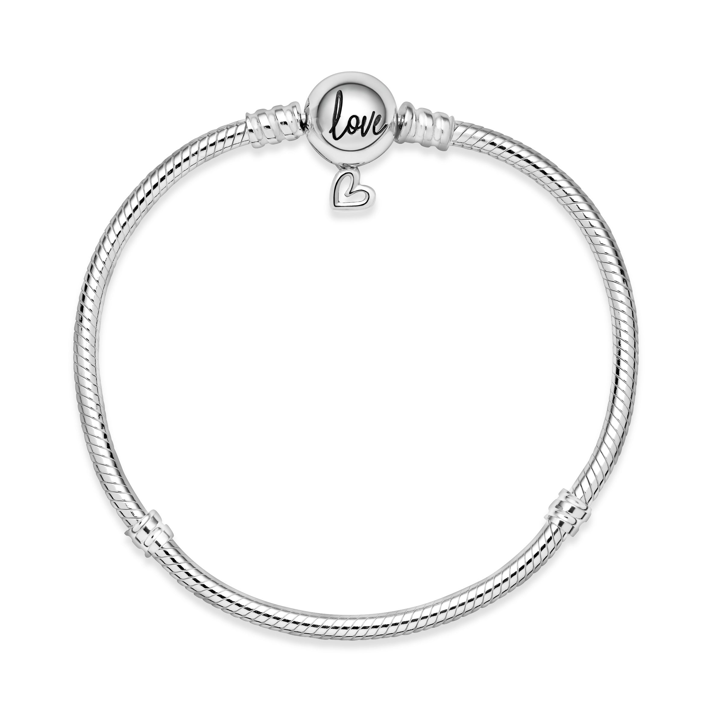 Snake chain sterling silver bracelet with round clasp