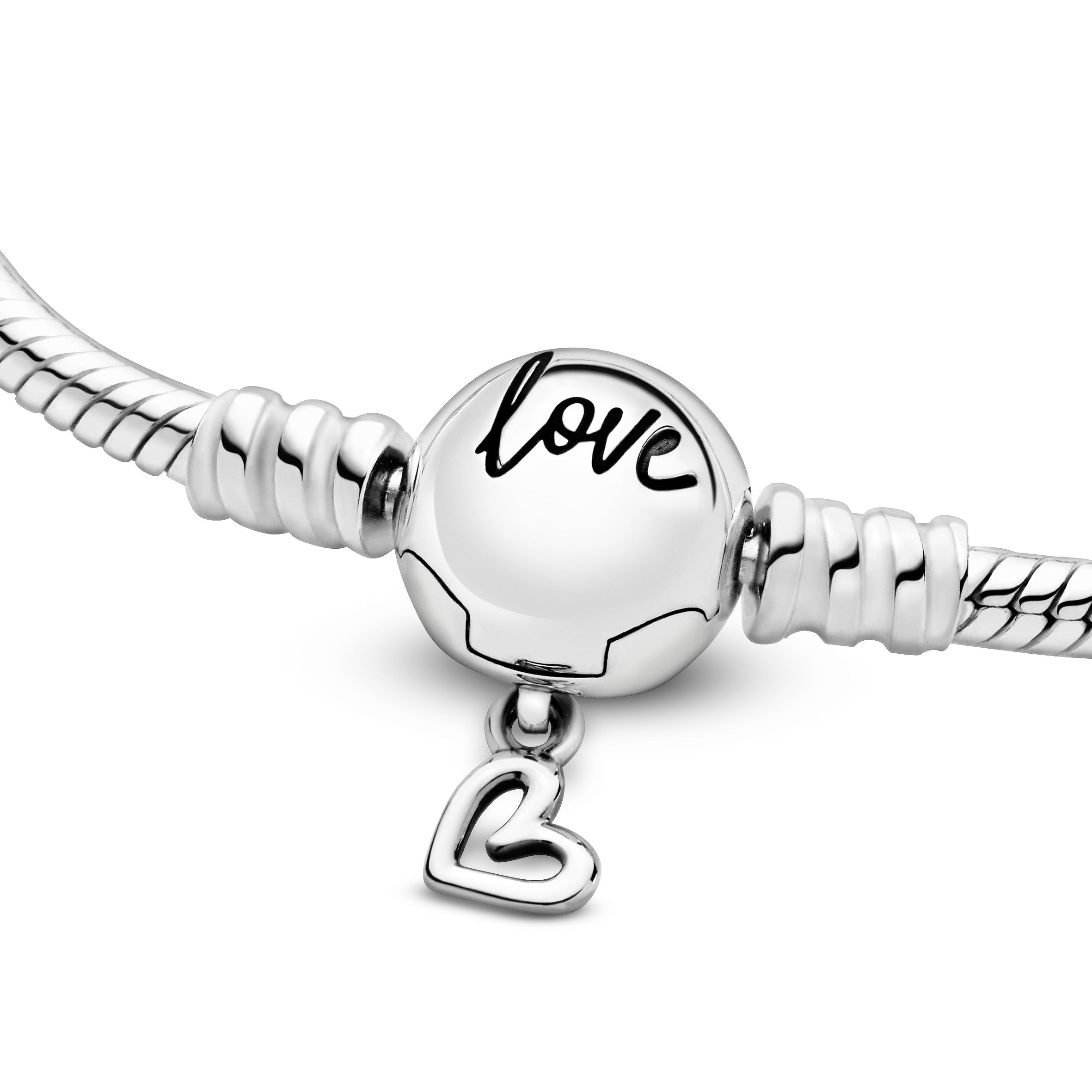 Snake chain sterling silver bracelet with round clasp