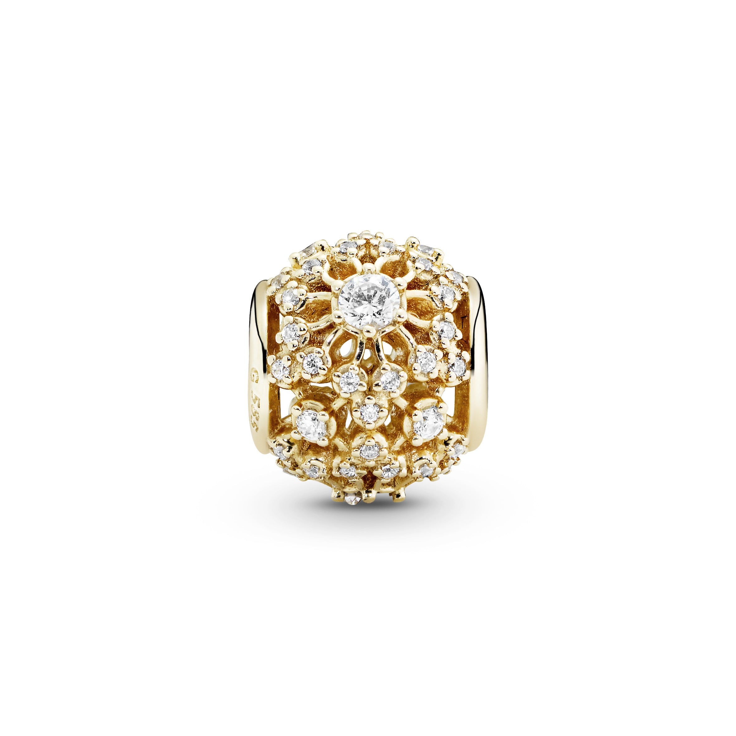 Openwork decorative charm in 14k with clear cubic zirconia