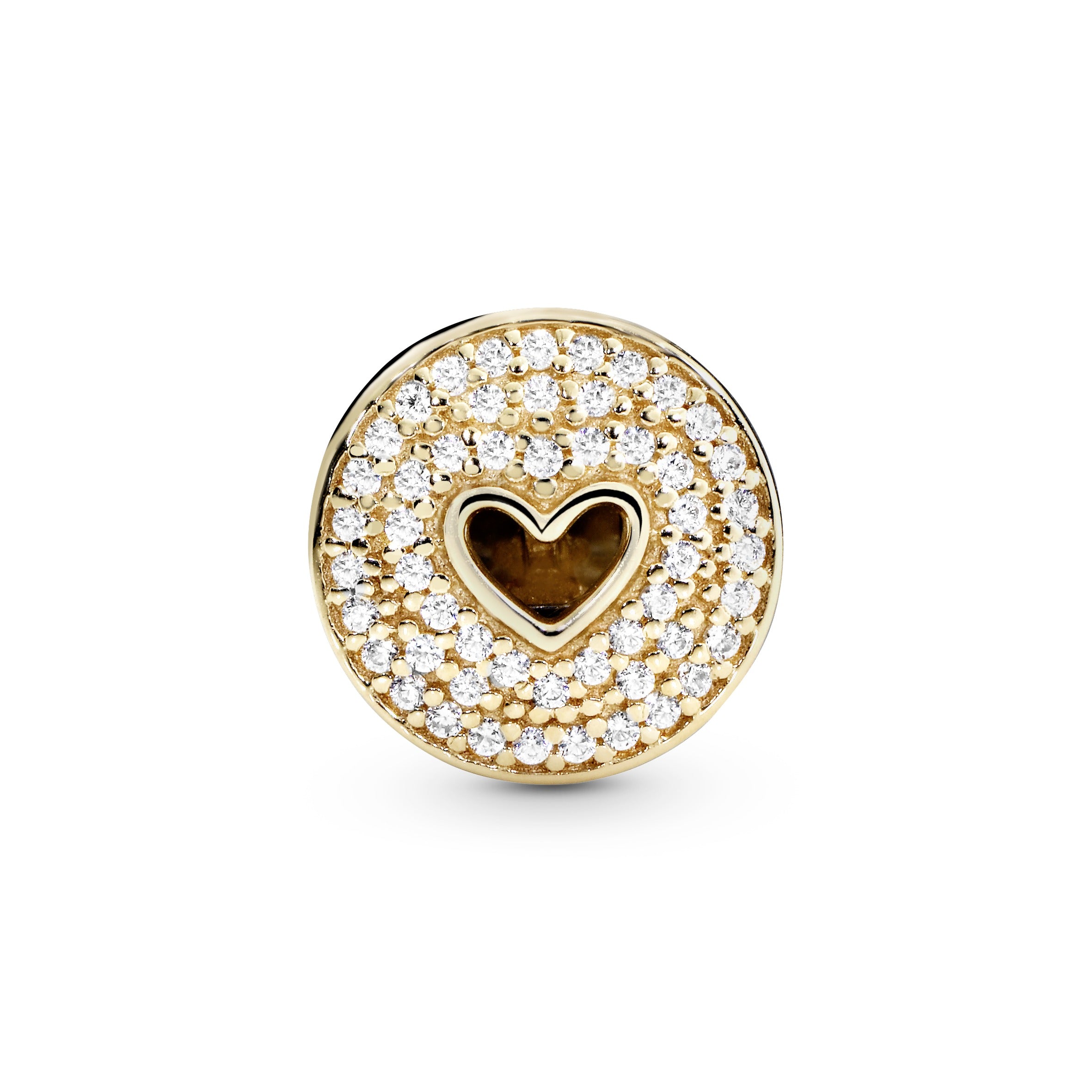 Heart gold clip with clear cubic zirconia