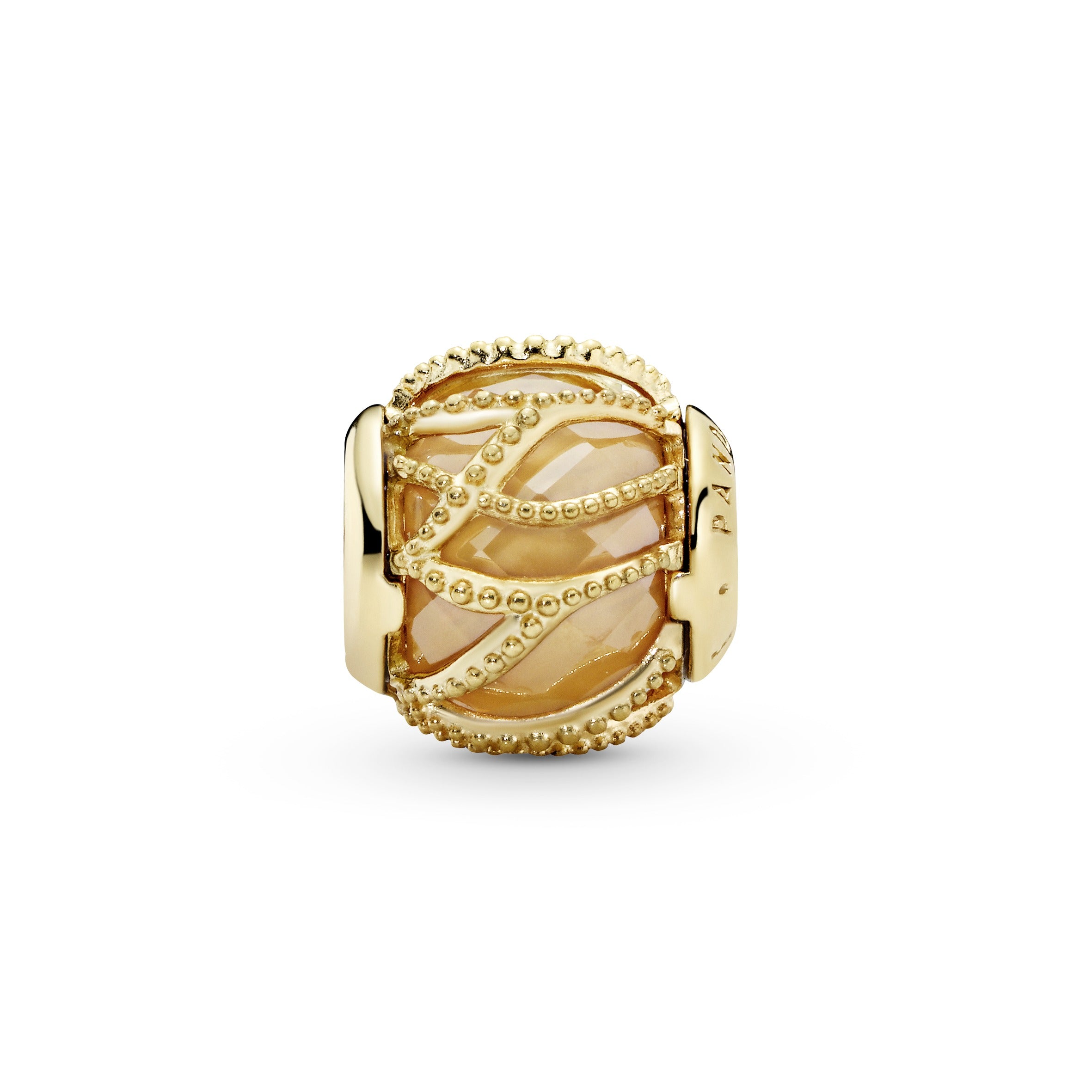 Abstract 14k Gold Plated charm with faceted golden coloured cubic zirconia