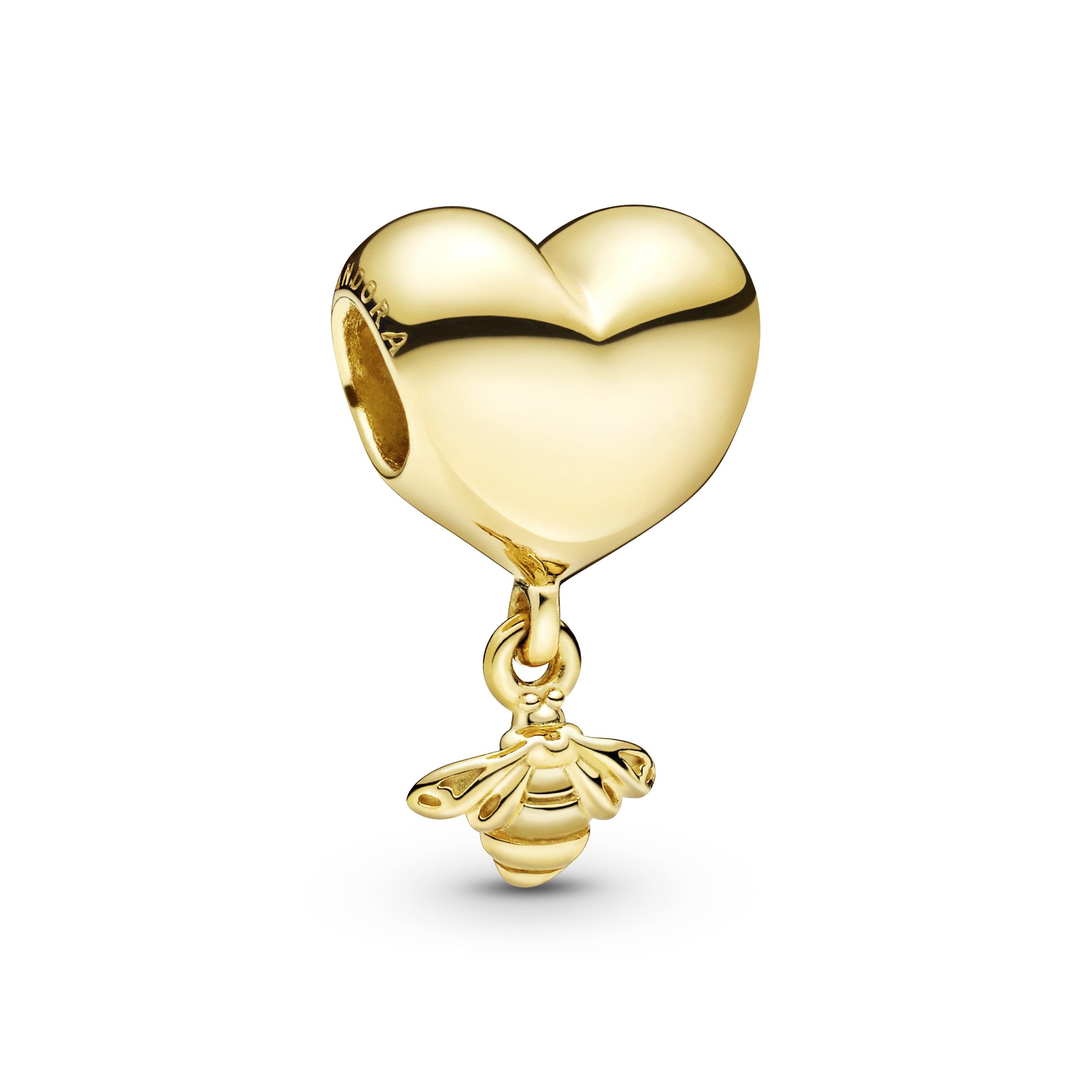 Heart and bee 14k Gold Plated charm