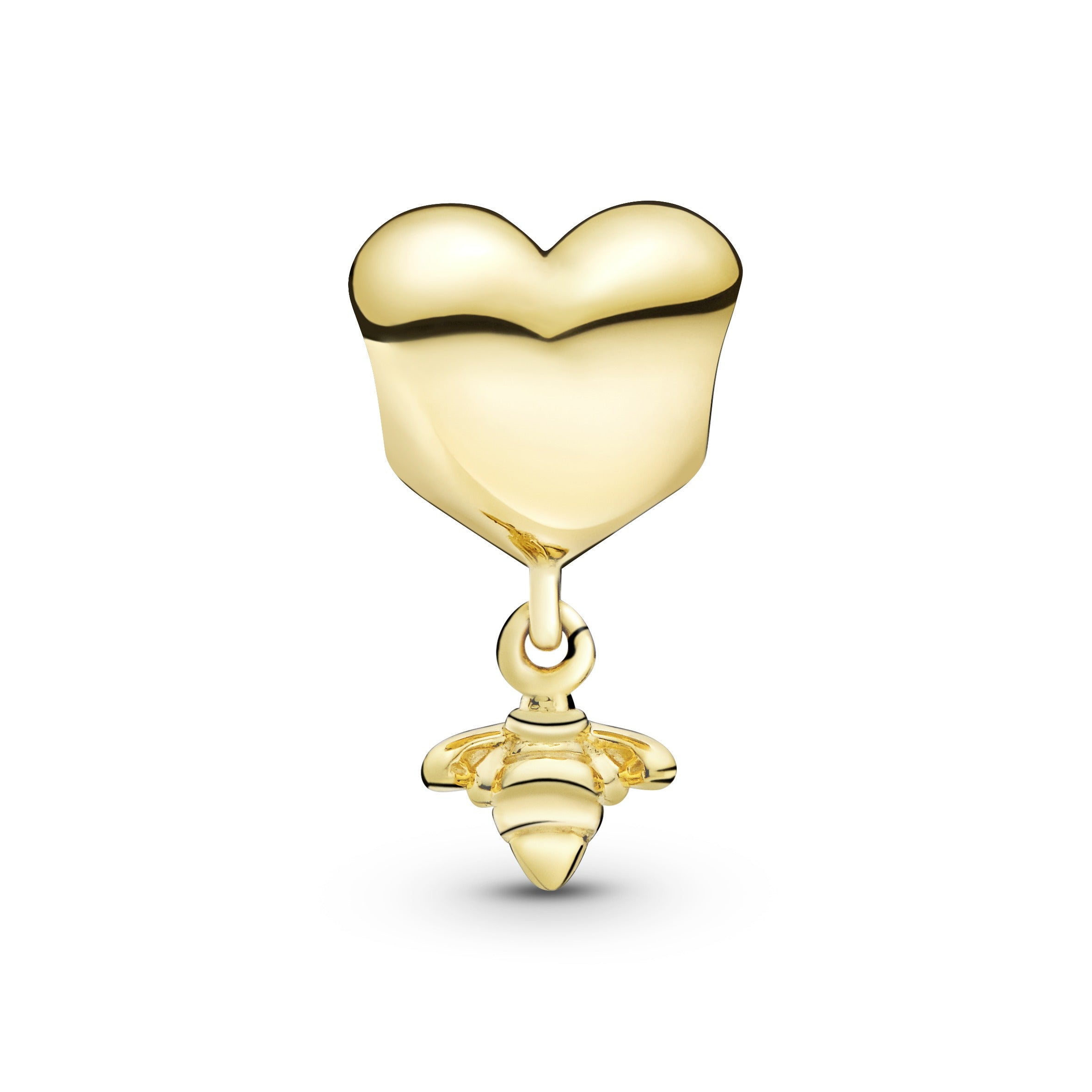 Heart and bee 14k Gold Plated charm