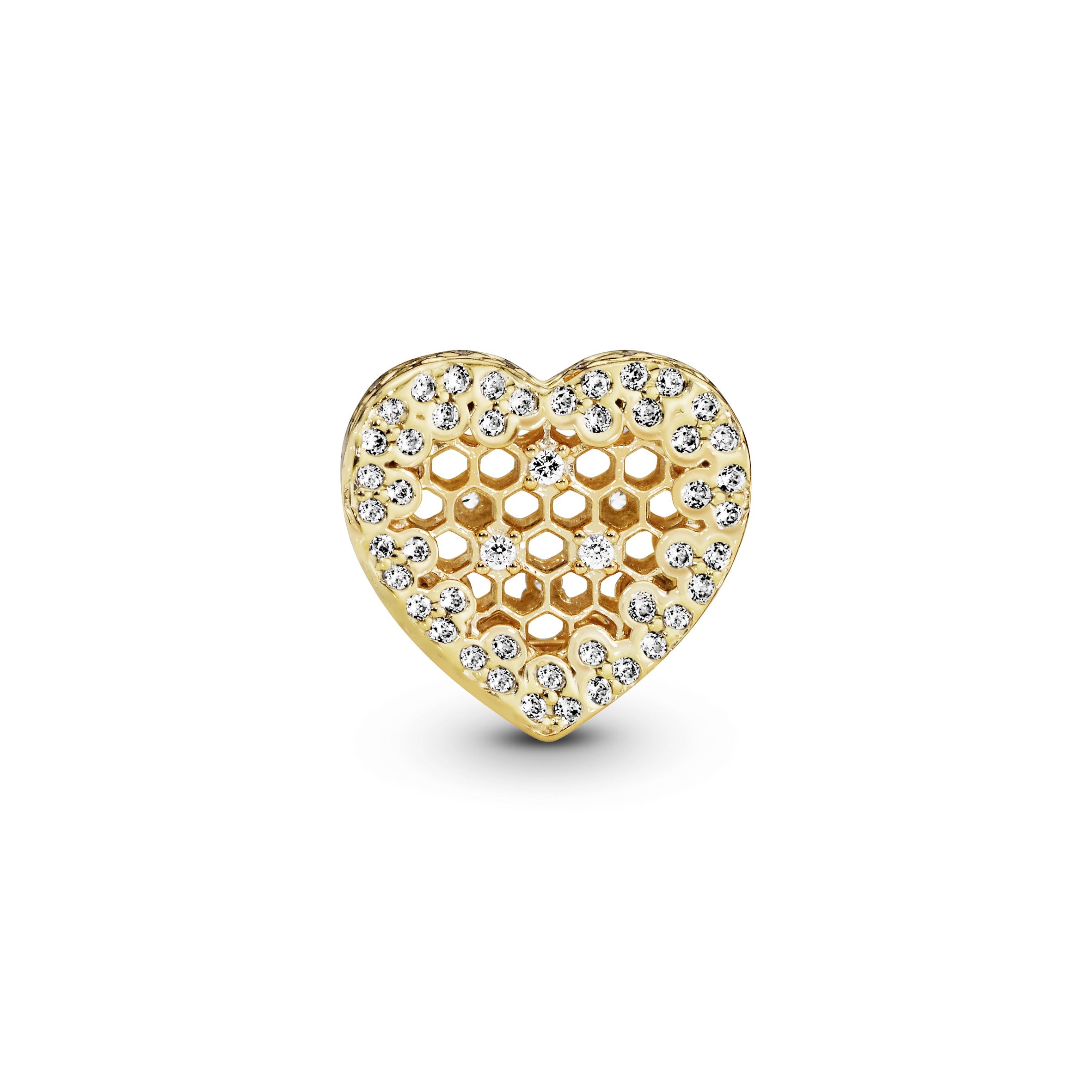 Heart 14k Gold Plated charm with clear cubic zirconia