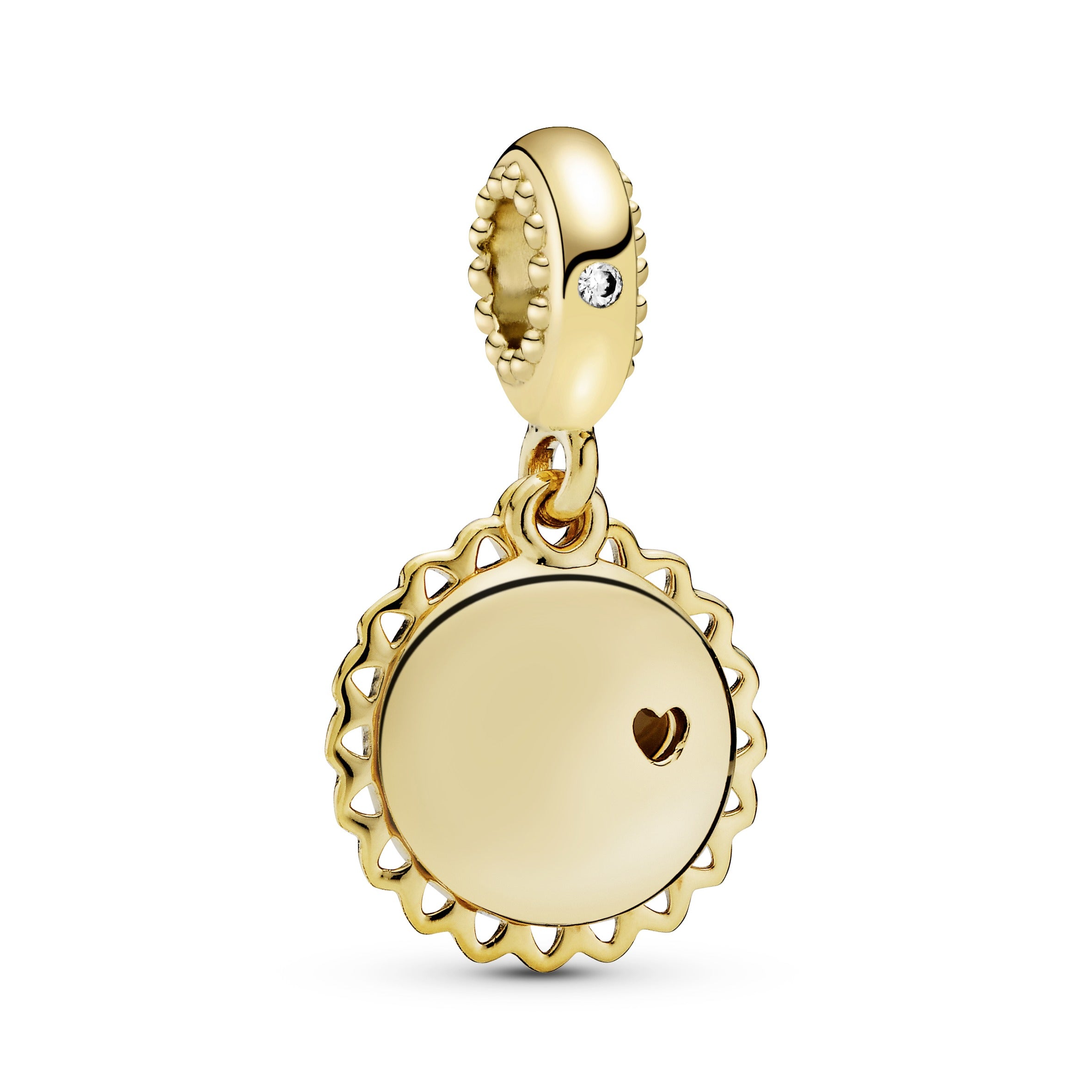 Sun 14k Gold Plated dangle with yellow enamel and clear cubic zirconia