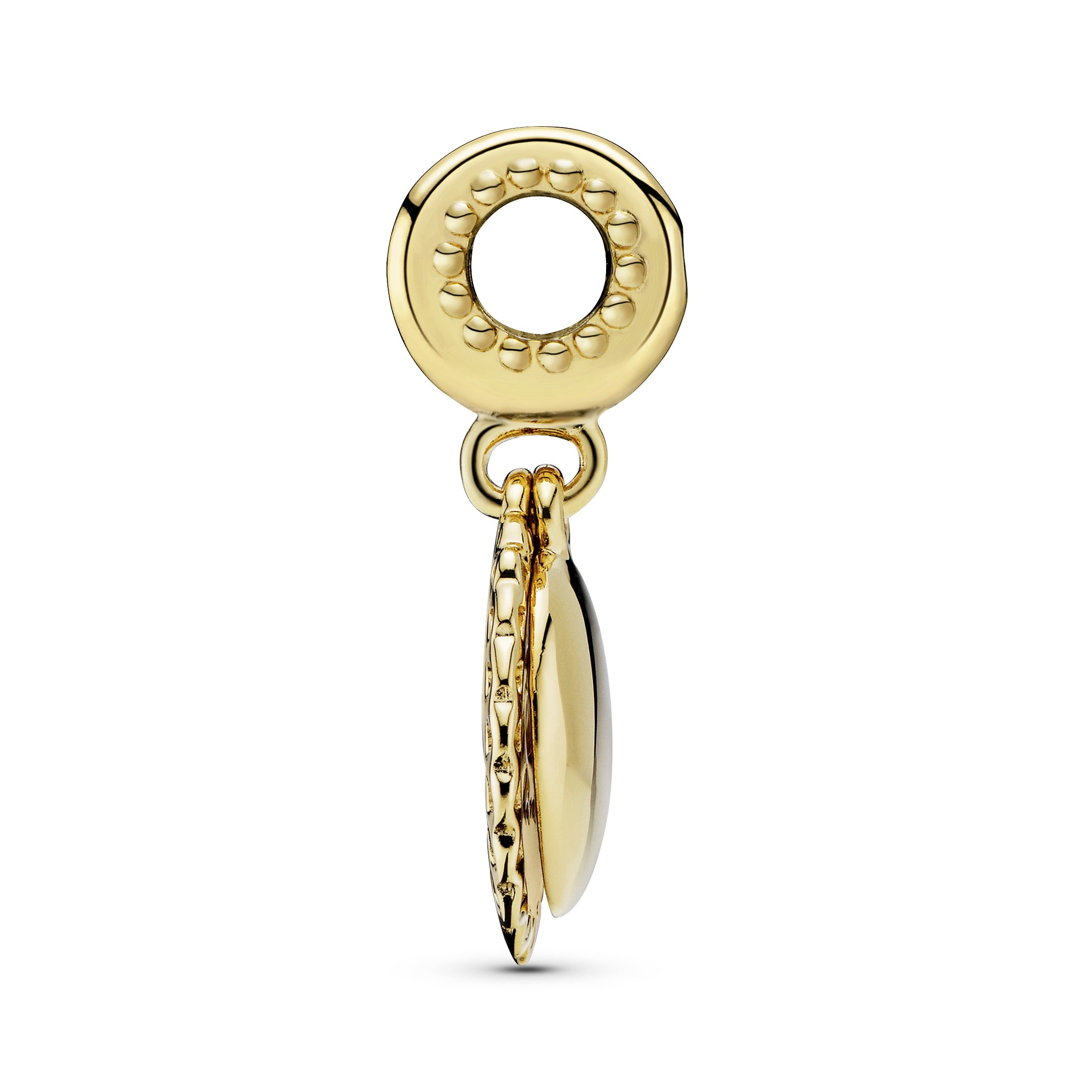 Sun 14k Gold Plated dangle with yellow enamel and clear cubic zirconia