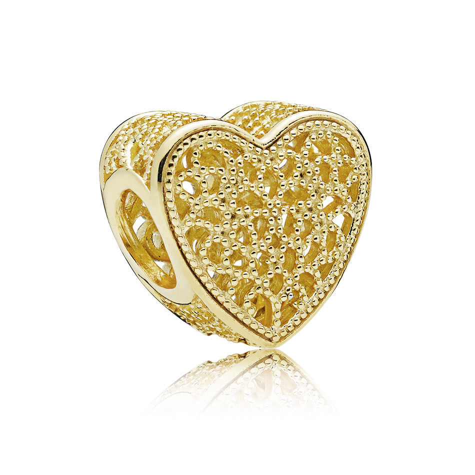 Openwork heart 14k Gold Plated charm