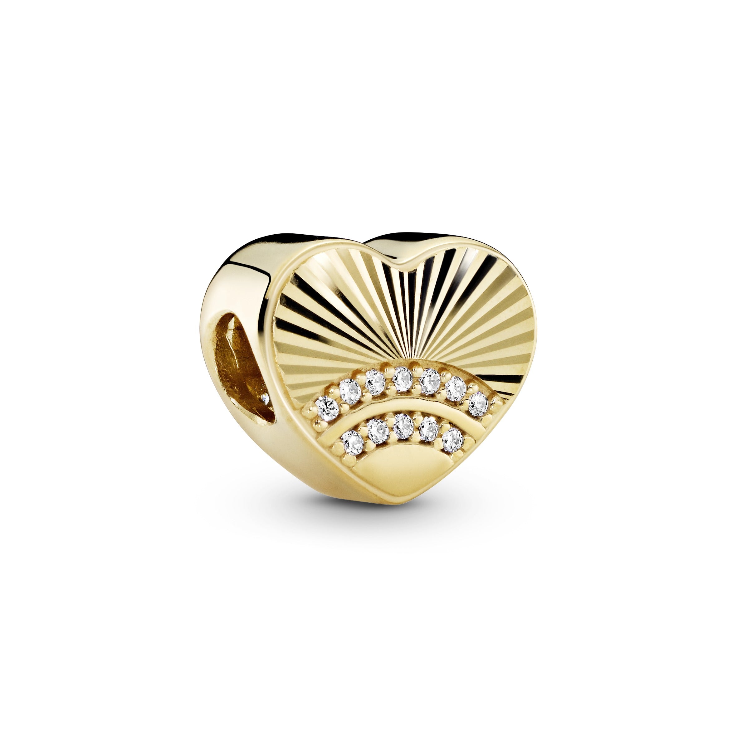 Heart 14k Gold Plated charm with clear cubic zirconia