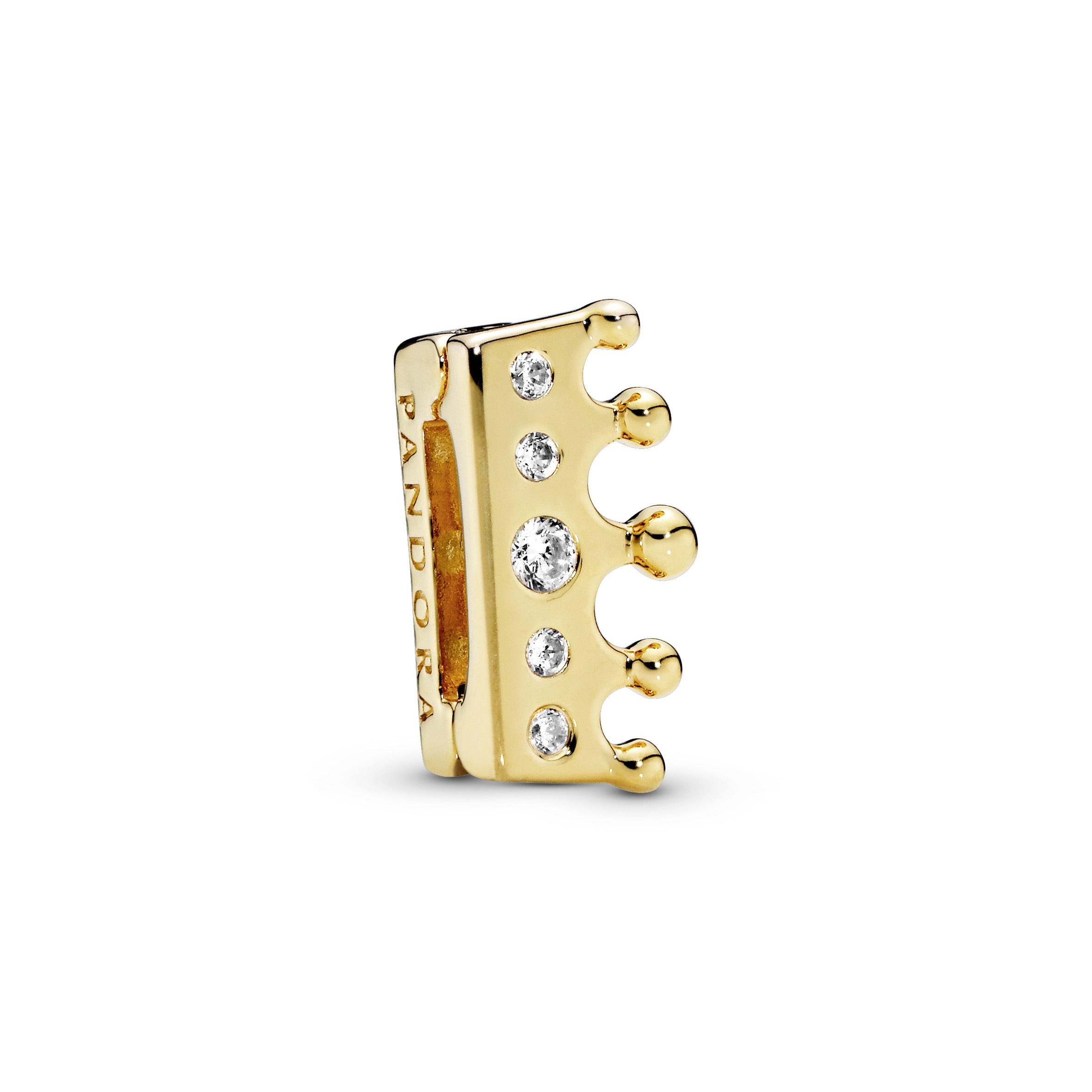 PANDORA Reflexions crown clip charm in 14k Gold Plated with clear cubic zirconia
