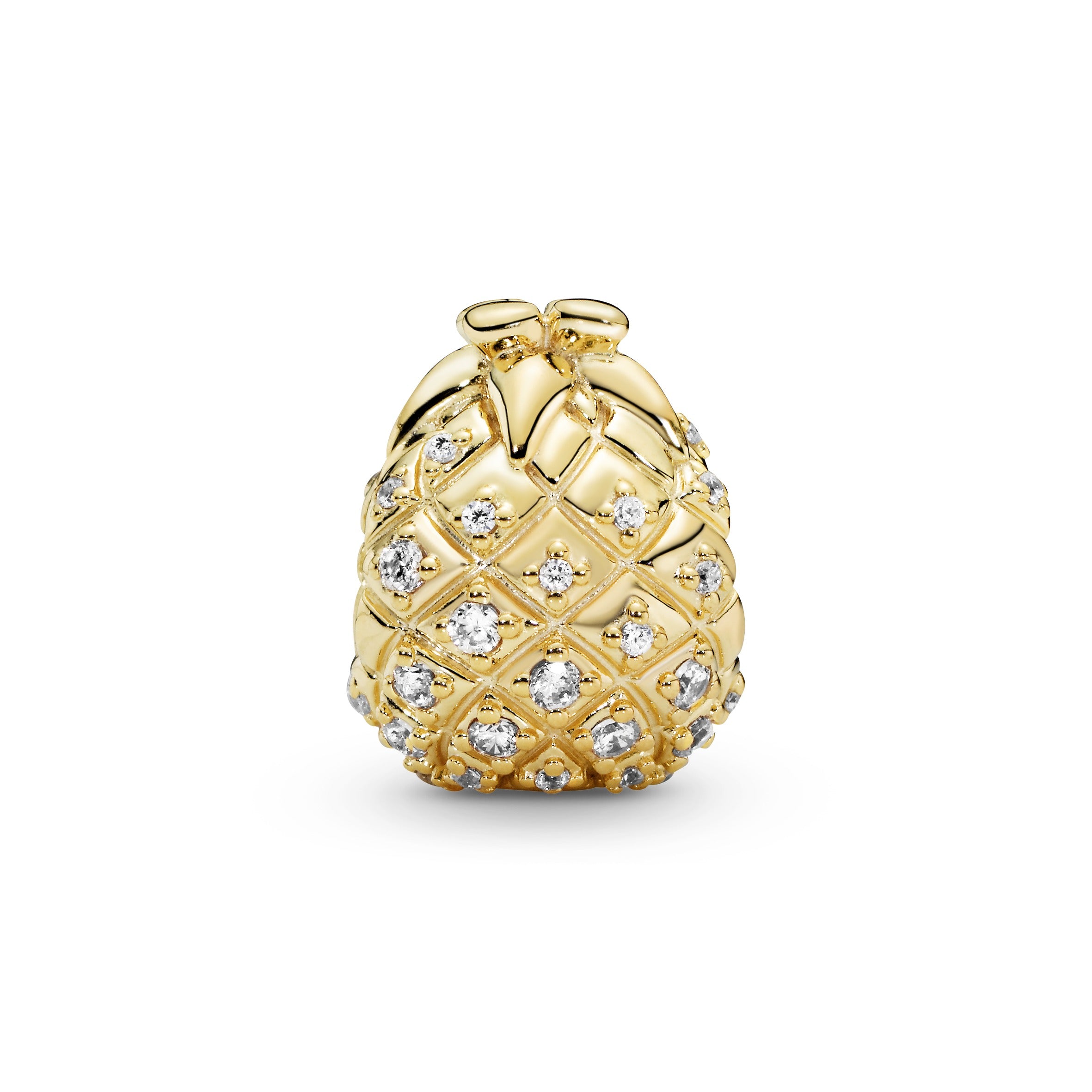 Pineapple 14k Gold Plated charm with golden coloured cubic zirconia