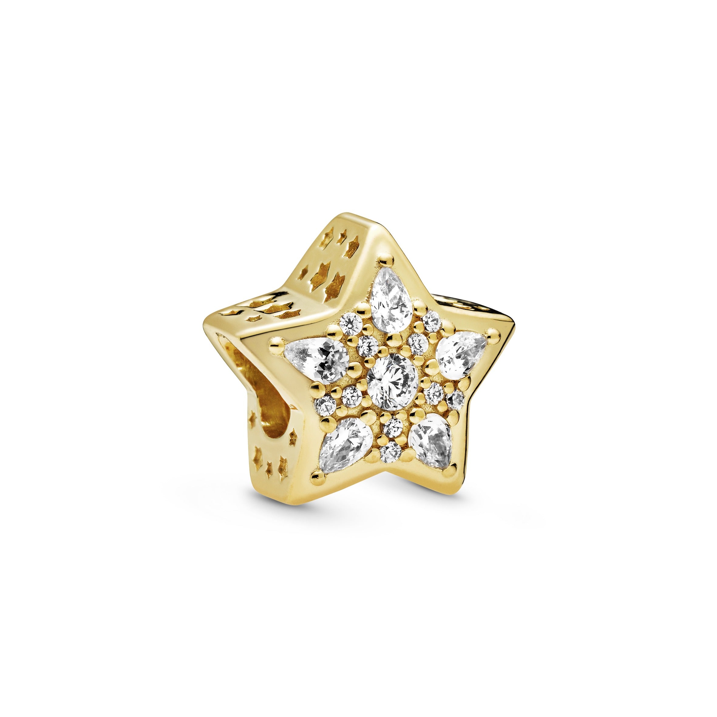 Star 14k Gold Plated  charm with clear cubic zirconia
