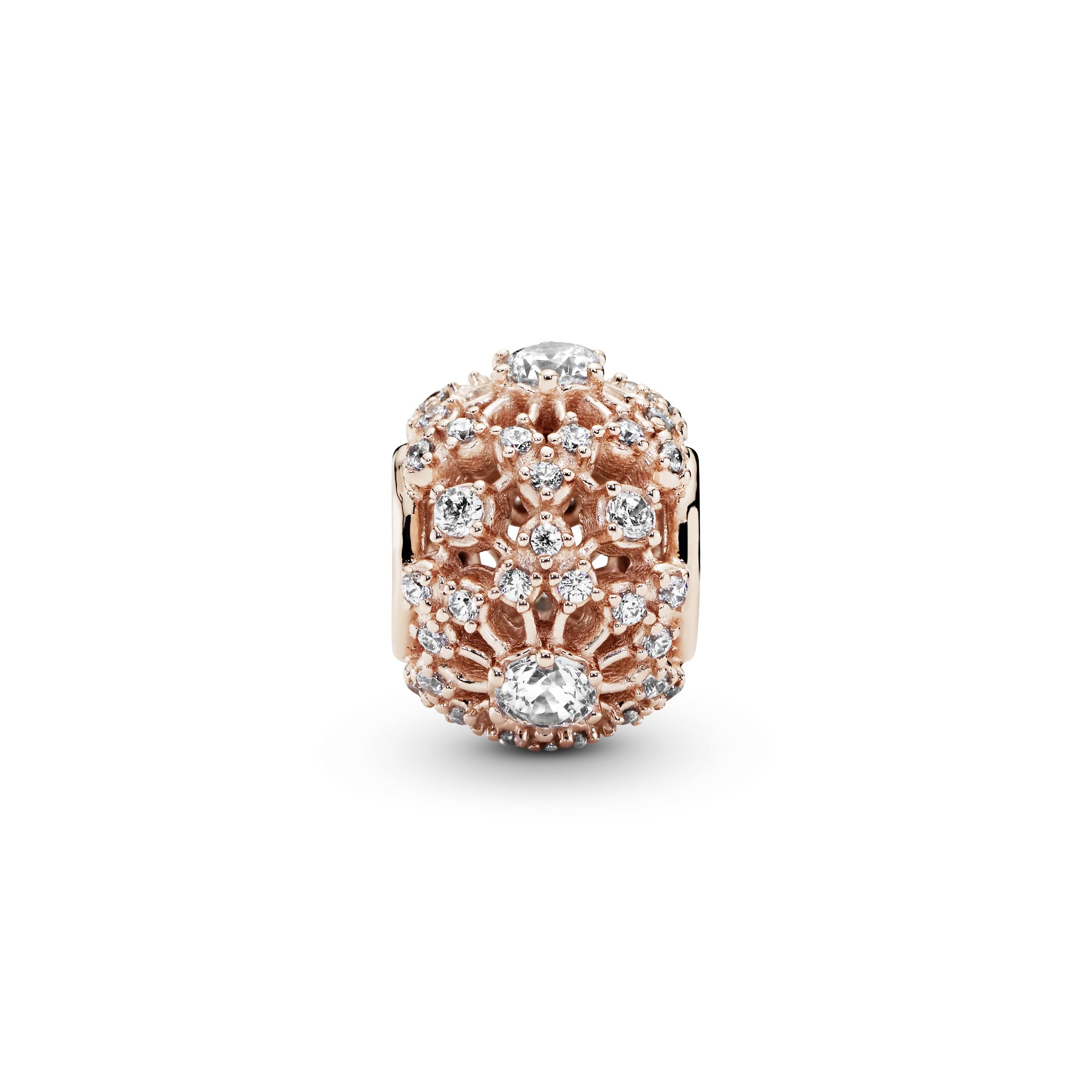 Openwork decorative 14k Rose Gold-plated charm with clear cubic zirconia