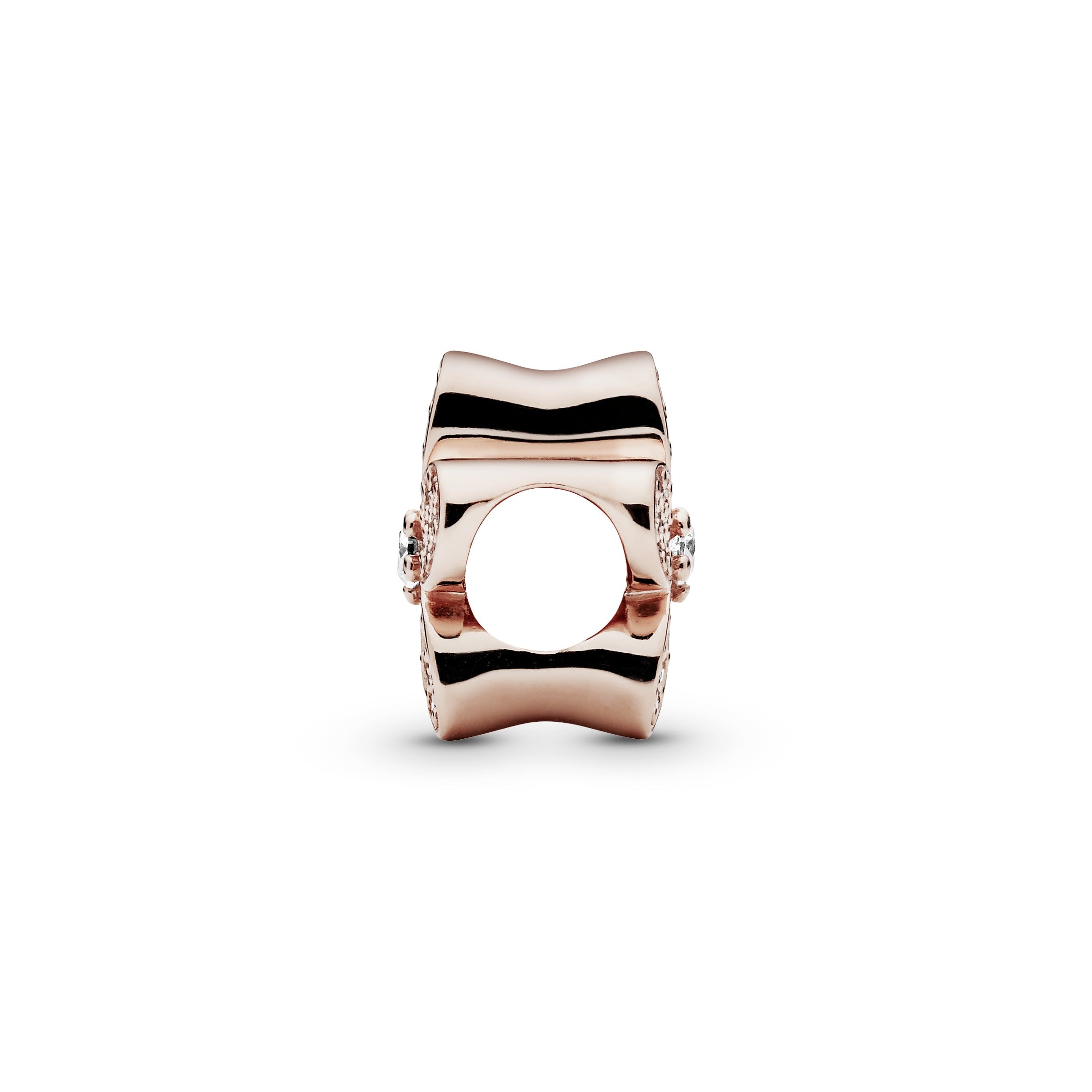 Daisy pave 14k Rose Gold-plated charm with clear cubic zirconia