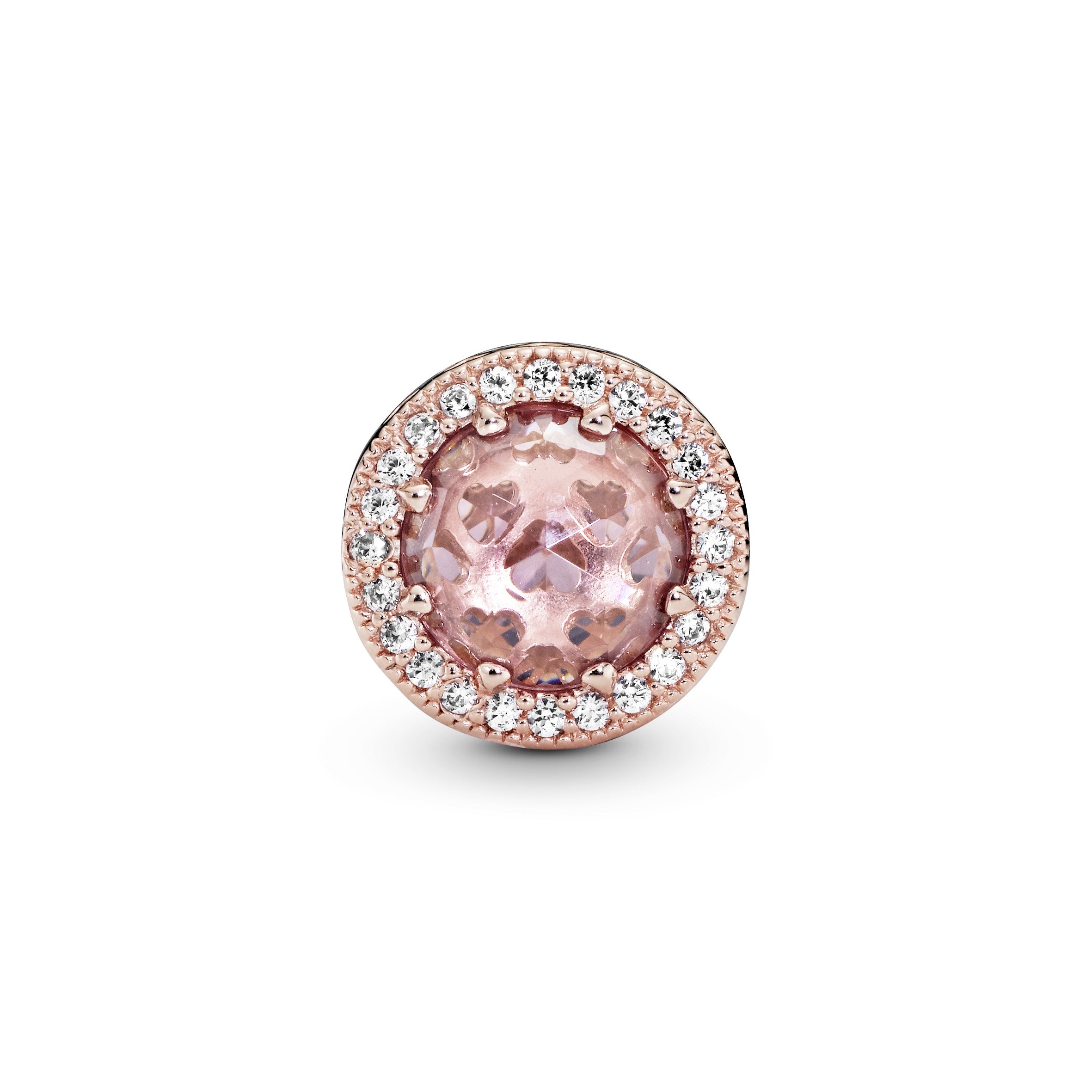 PANDORA Rose charm with blush pink crystal and clear cubic zirconia