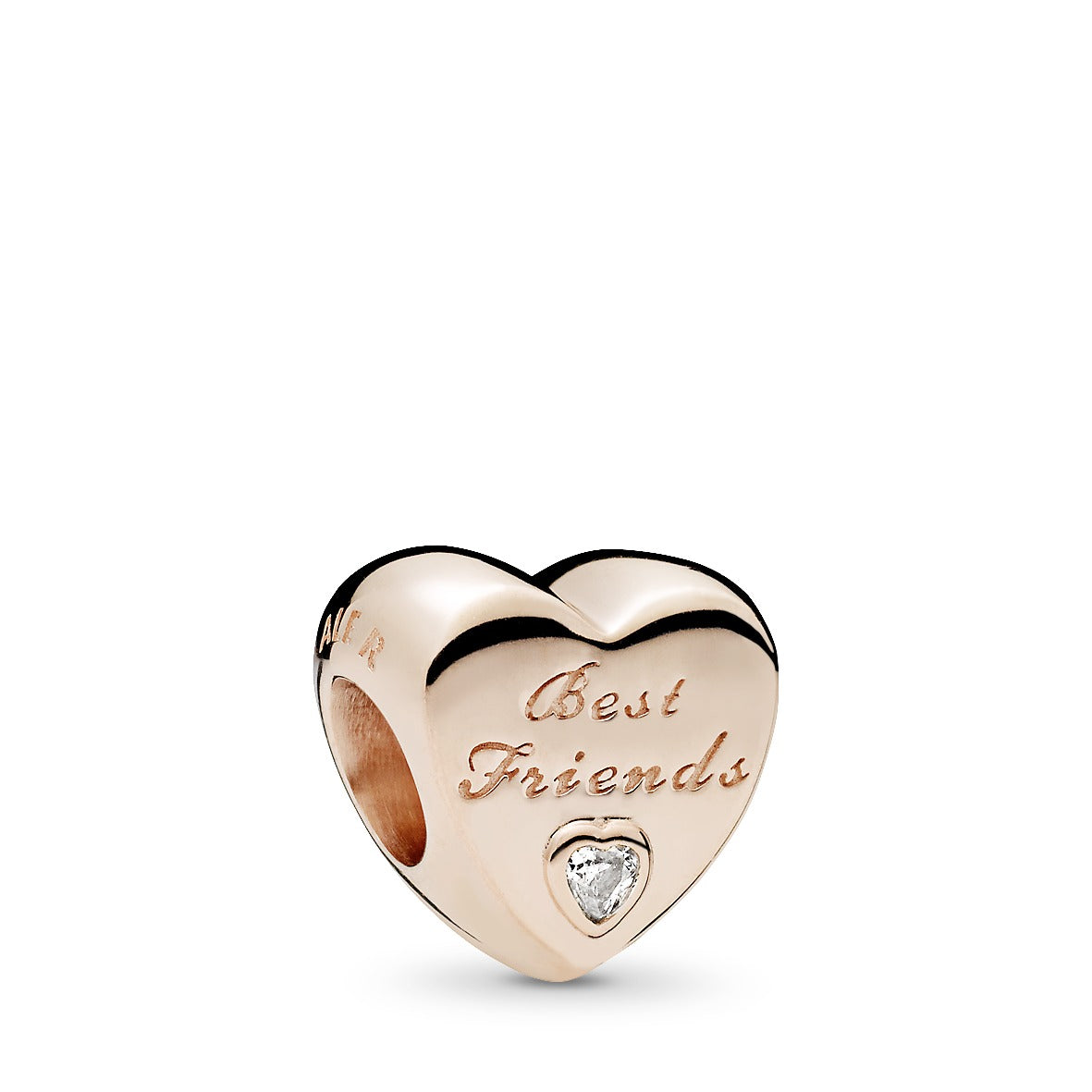 PANDORA Rose Best Friends heart charm with clear cubic zirconia