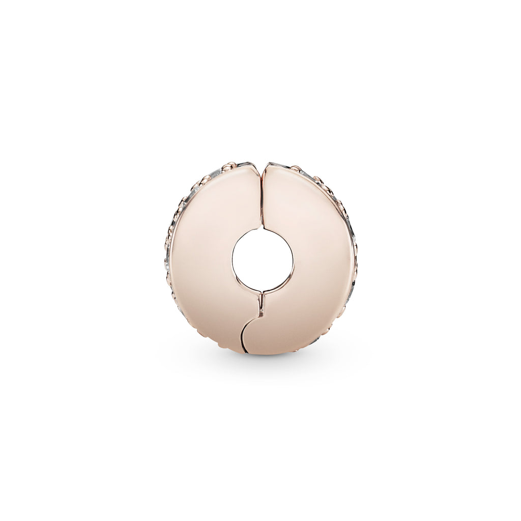 PANDORA Rose clip with clear cubic zirconia and silicone grip
