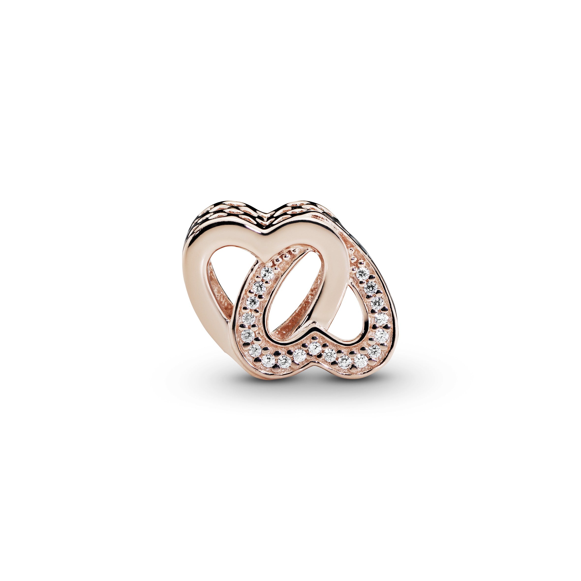 PANDORA Rose interlocked hearts charm with clear cubic zirconia