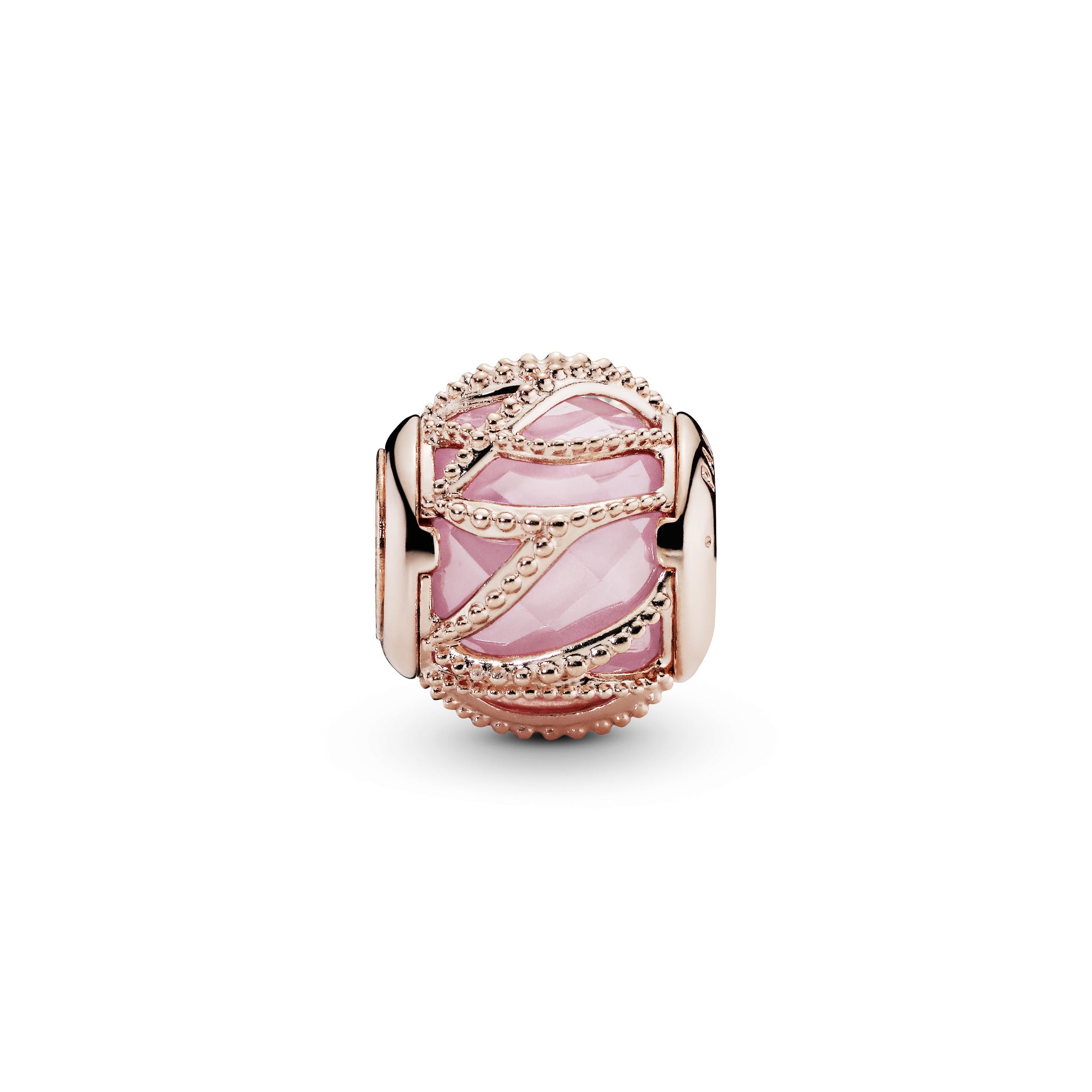 PANDORA Rose charm with faceted pink cubic zirconia