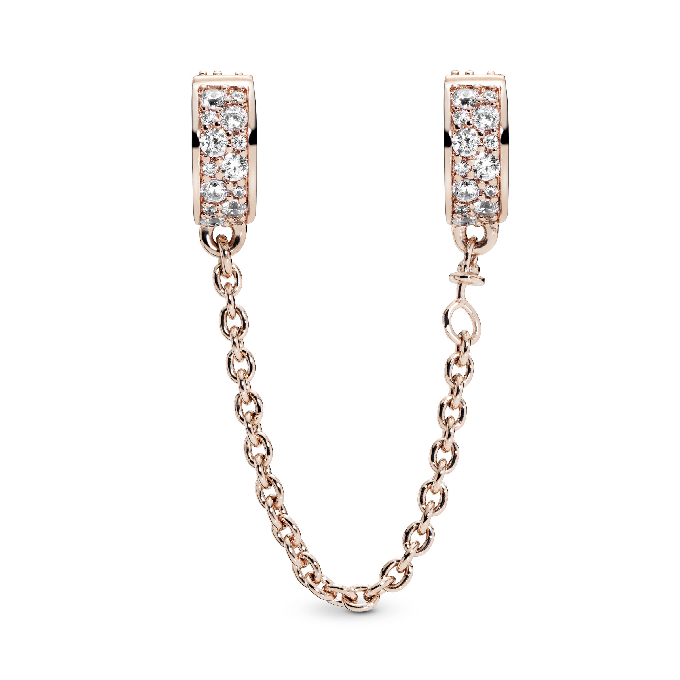 PANDORA Rose safety chain with clear cubic zirconia and silicone grip