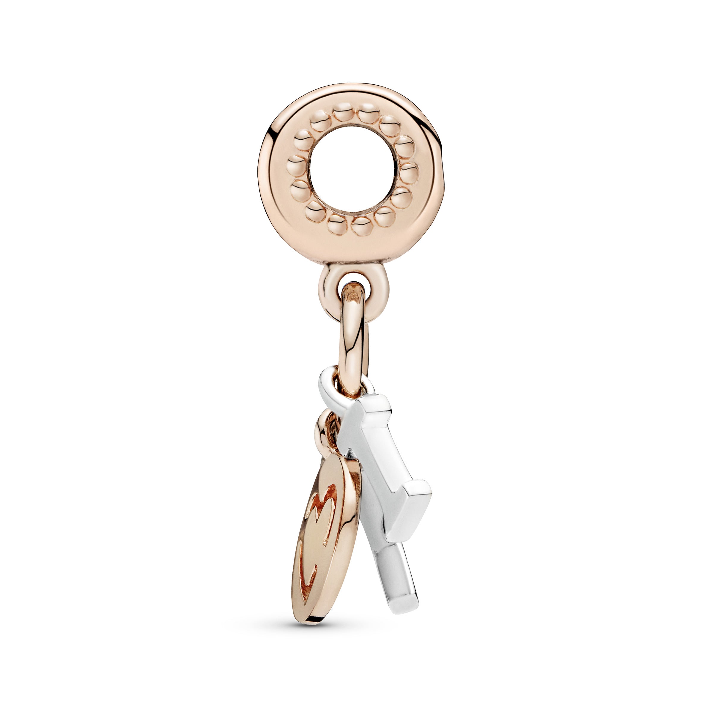 I love you 14k Rose Gold-plated and silver dangle with red cubic zirconia