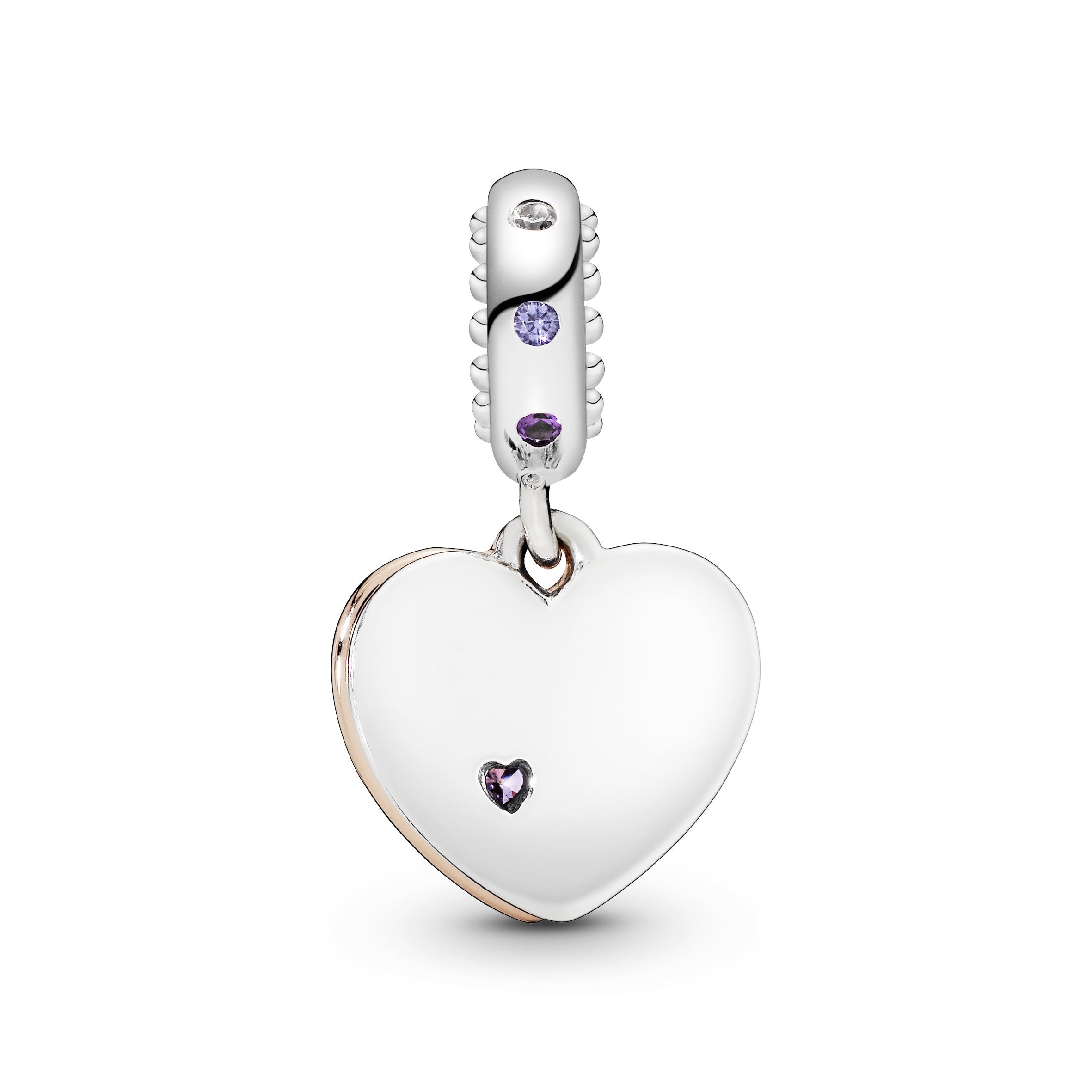In my heart 14k Rose Gold-plated and silver dangle with fancy purple cubic zirconia, rose pink crystal, lilac crystal and clear cubic zirconia