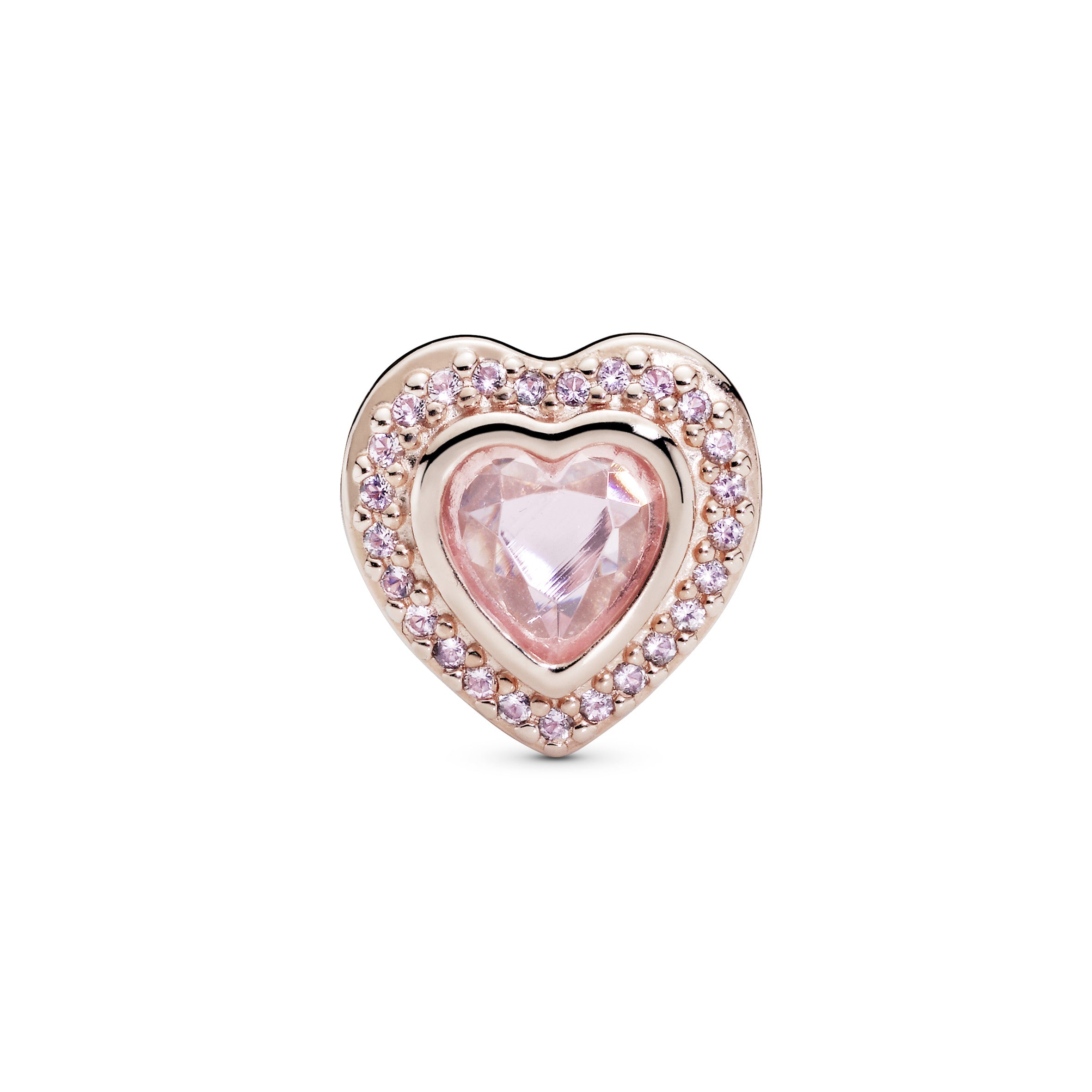 Heart 14k Rose Gold-plated charm with pink mist crystal