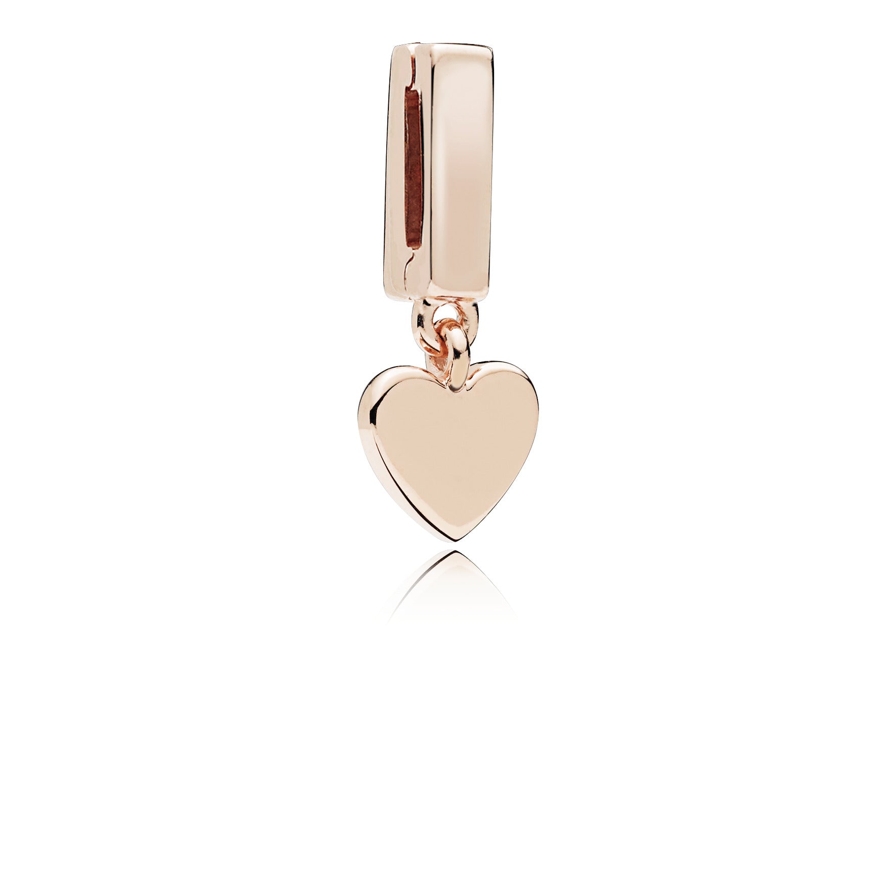 PANDORA Reflexions dangling heart clip charm in PANDORA Rose