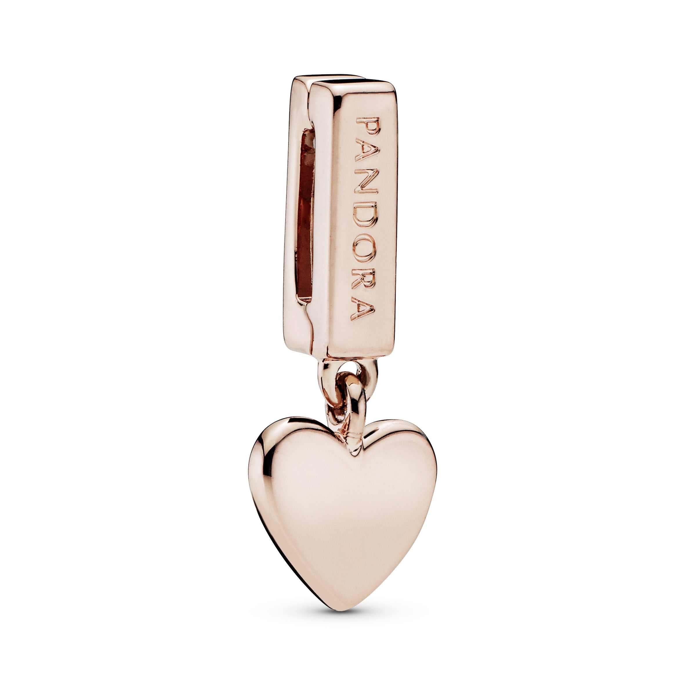 PANDORA Reflexions dangling heart clip charm in PANDORA Rose