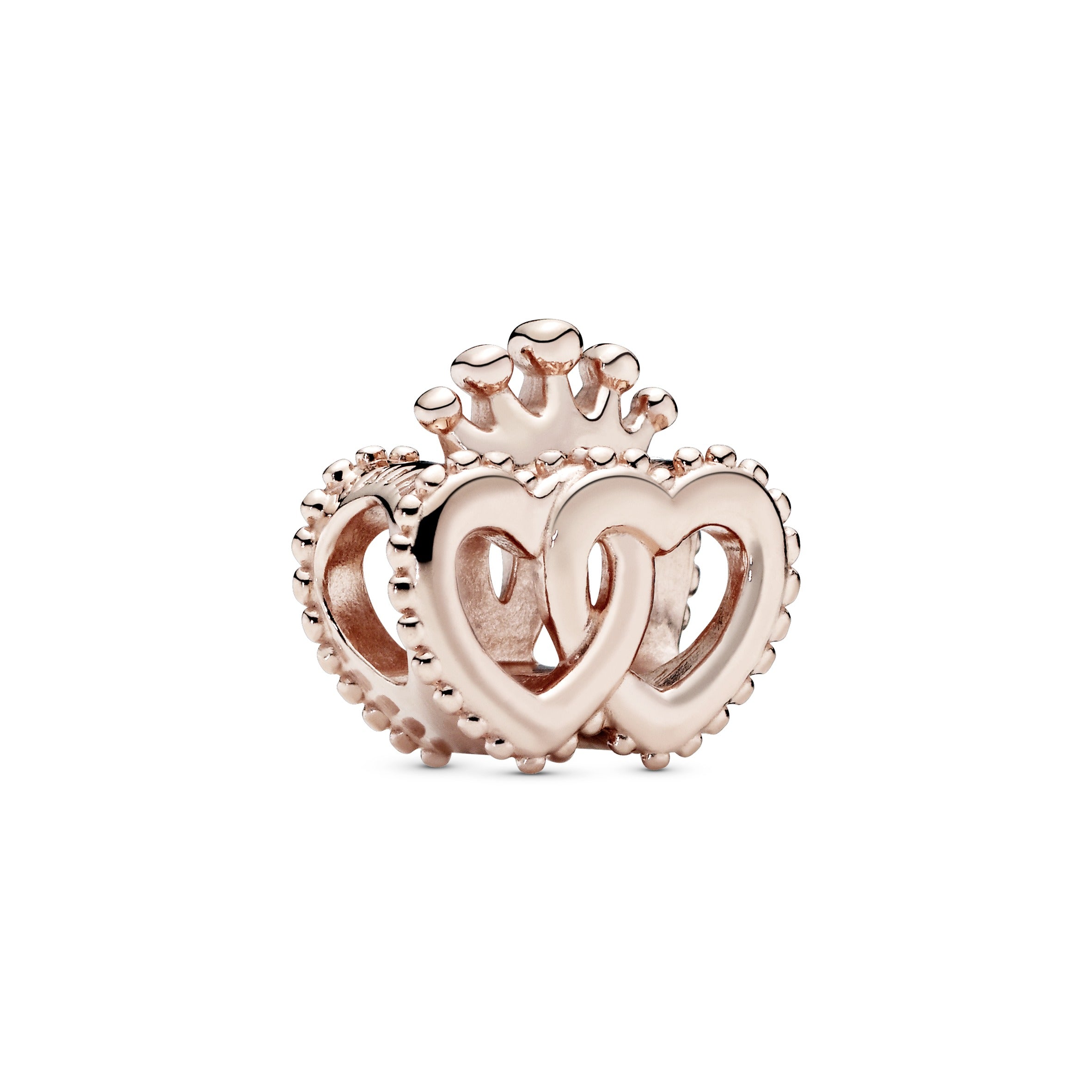 Interlocked crowned hearts 14k Rose Gold-plated charm