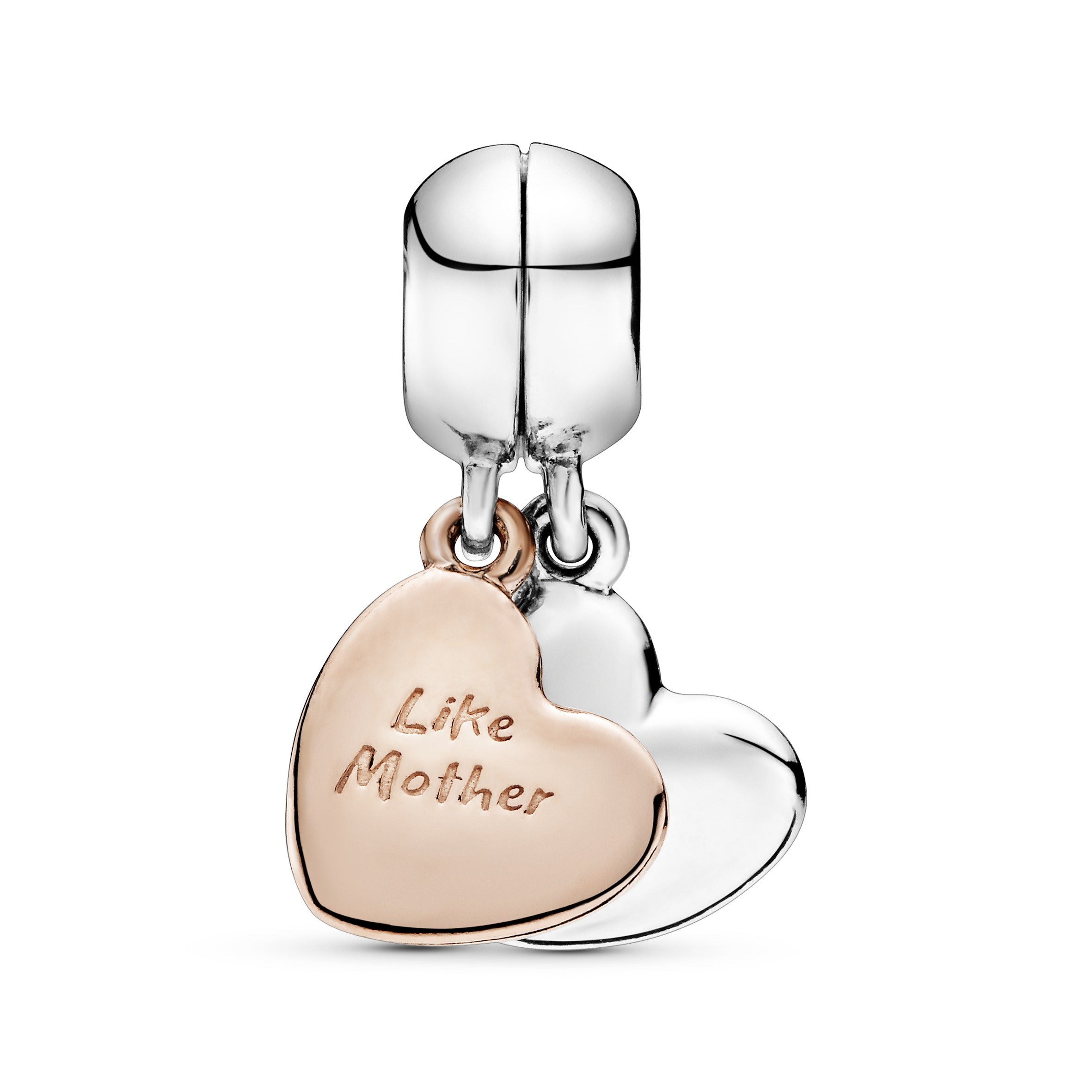 Like mother, like daughter splitable 14k Rose Gold-plated and silver dangle with black enamel
