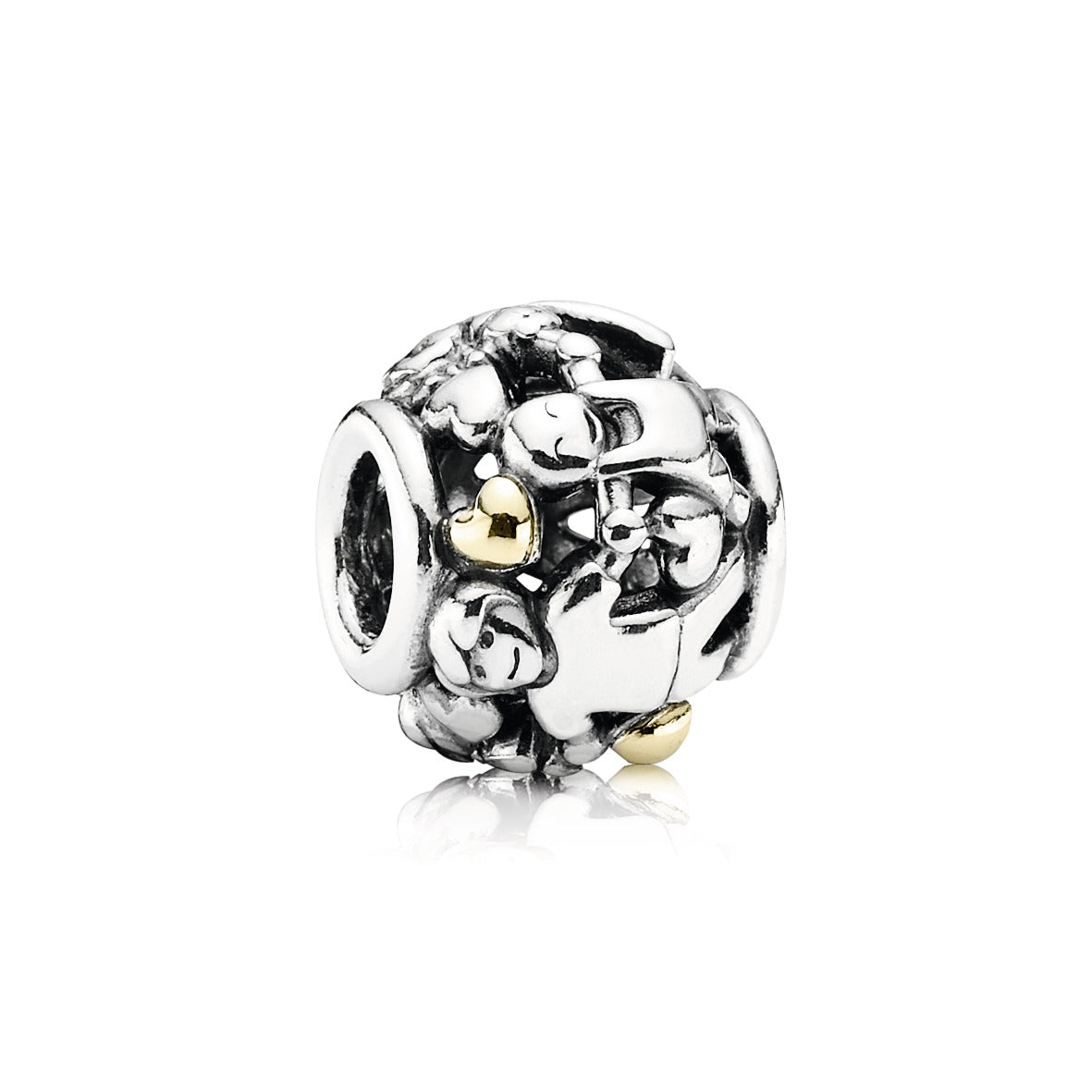 Family silver charm with 14k