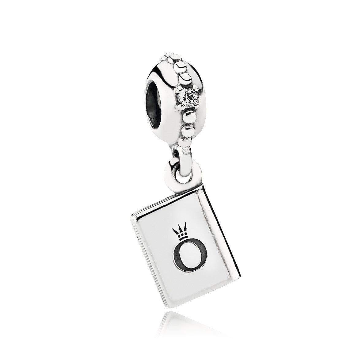 Passport silver dangle with cubic zirconia