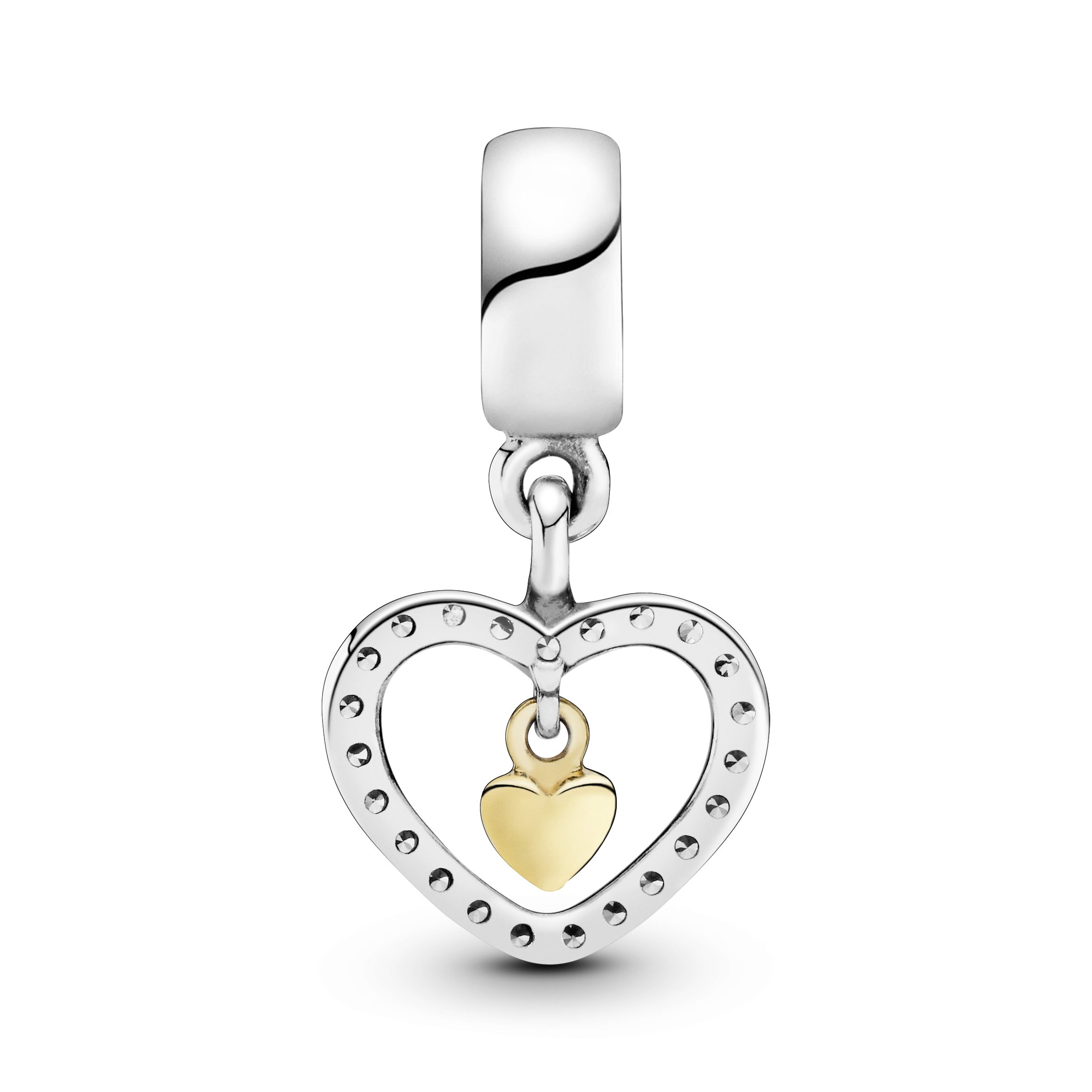 Sparkling Double Heart Dangle Charm