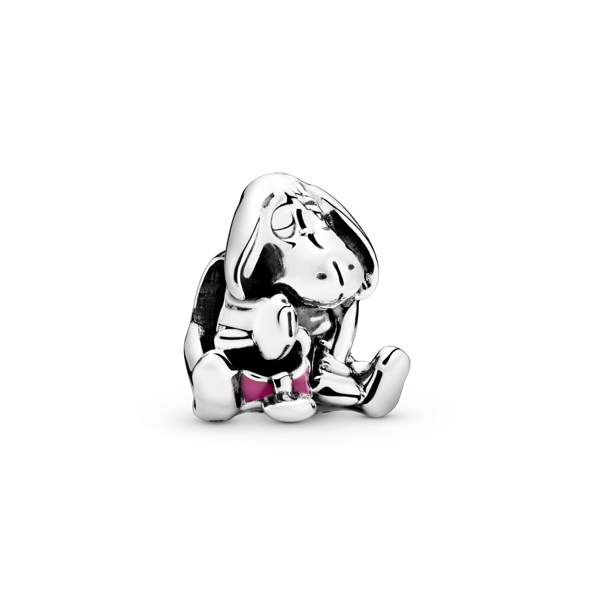 Disney Eeyore silver charm with dark pink enamel