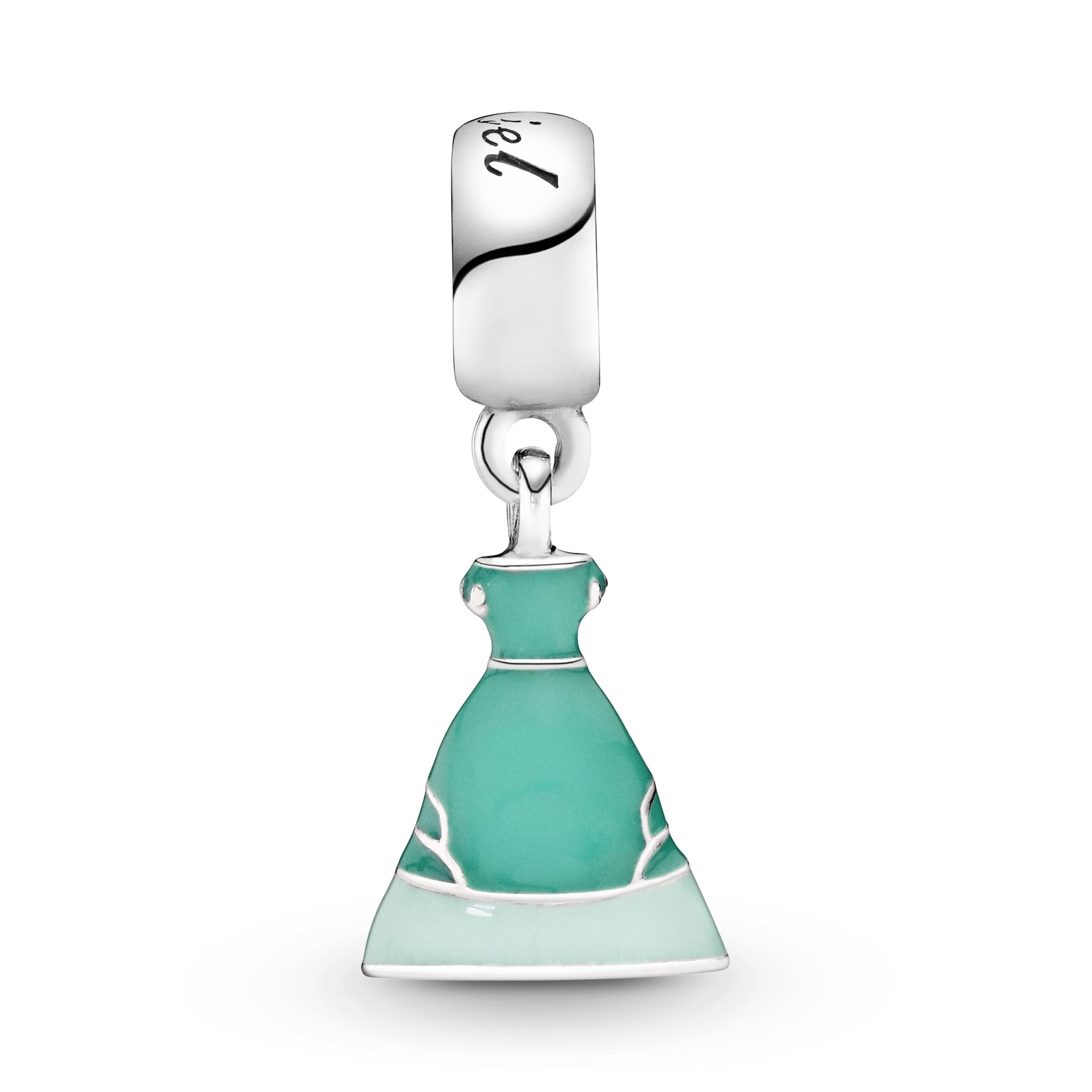 Disney Ariel dress silver dangle with green enamel