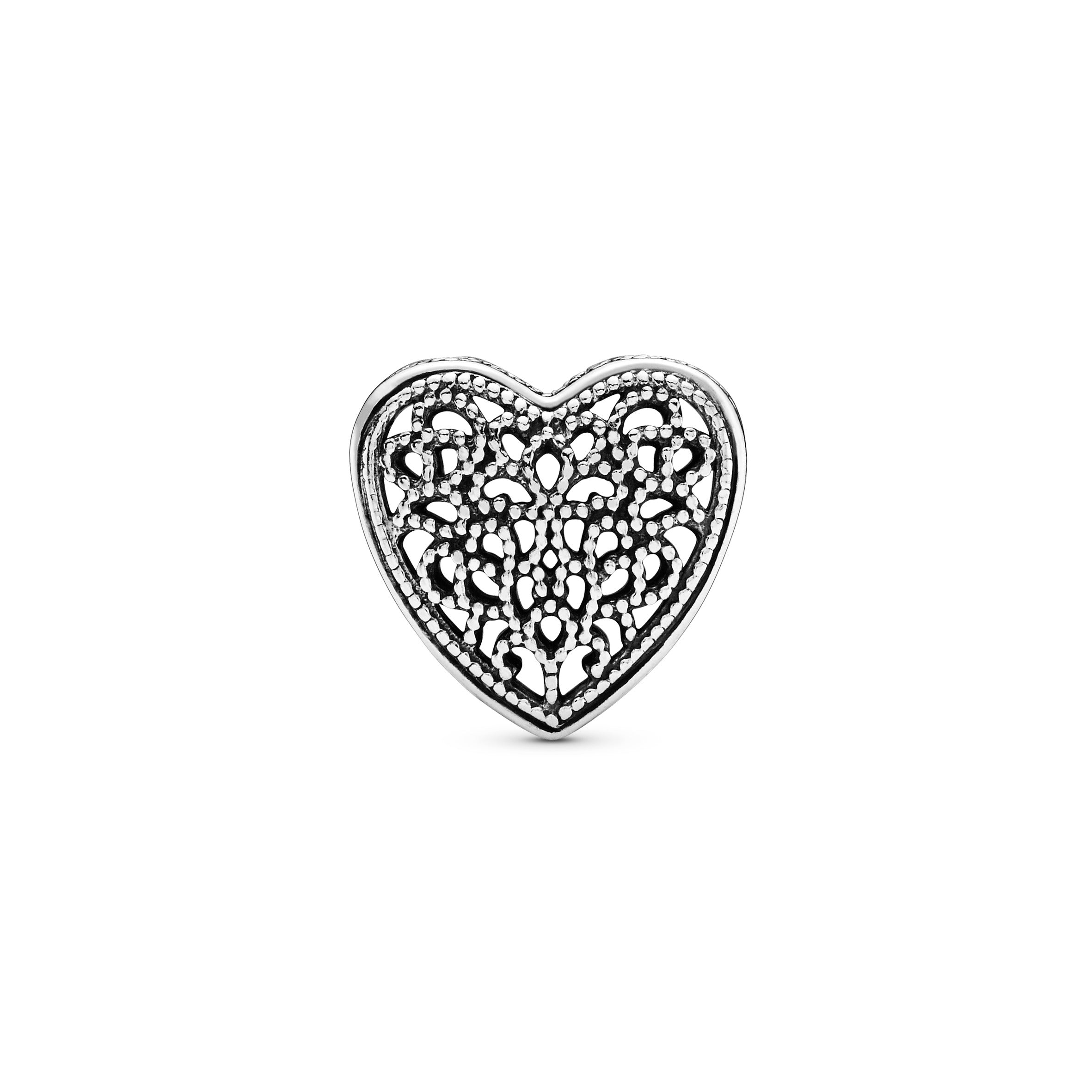 Openwork heart silver charm