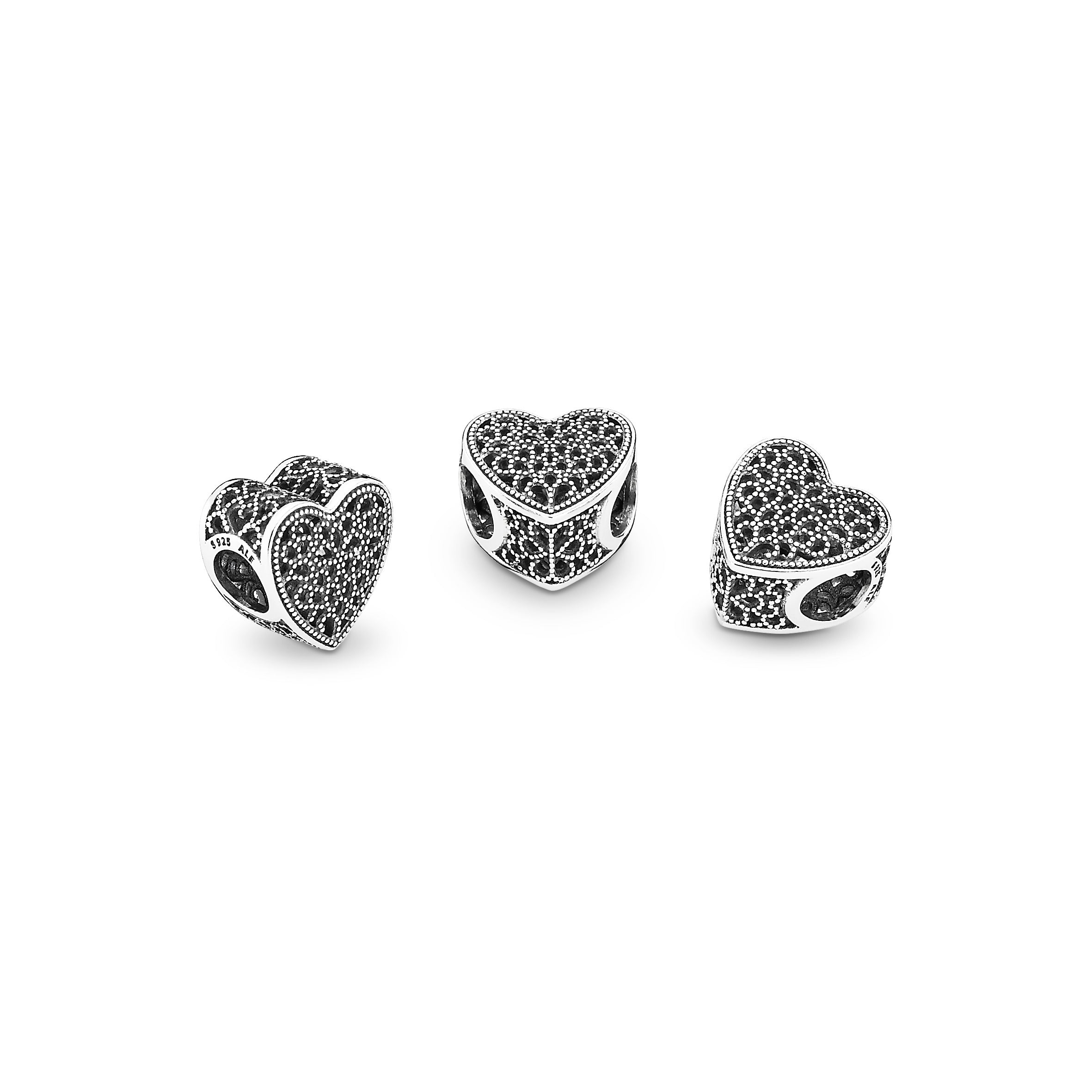 Openwork heart silver charm