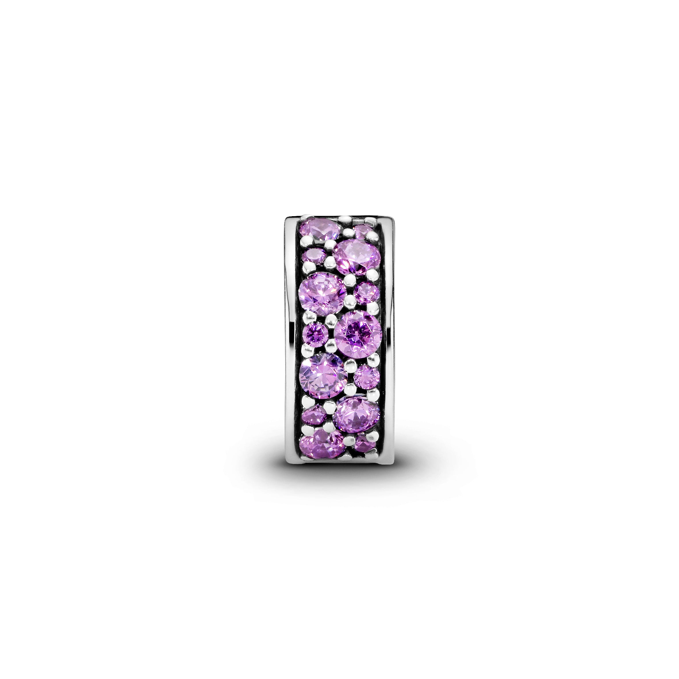 Silver clip with fancy purple cubic zirconia and silicone grip