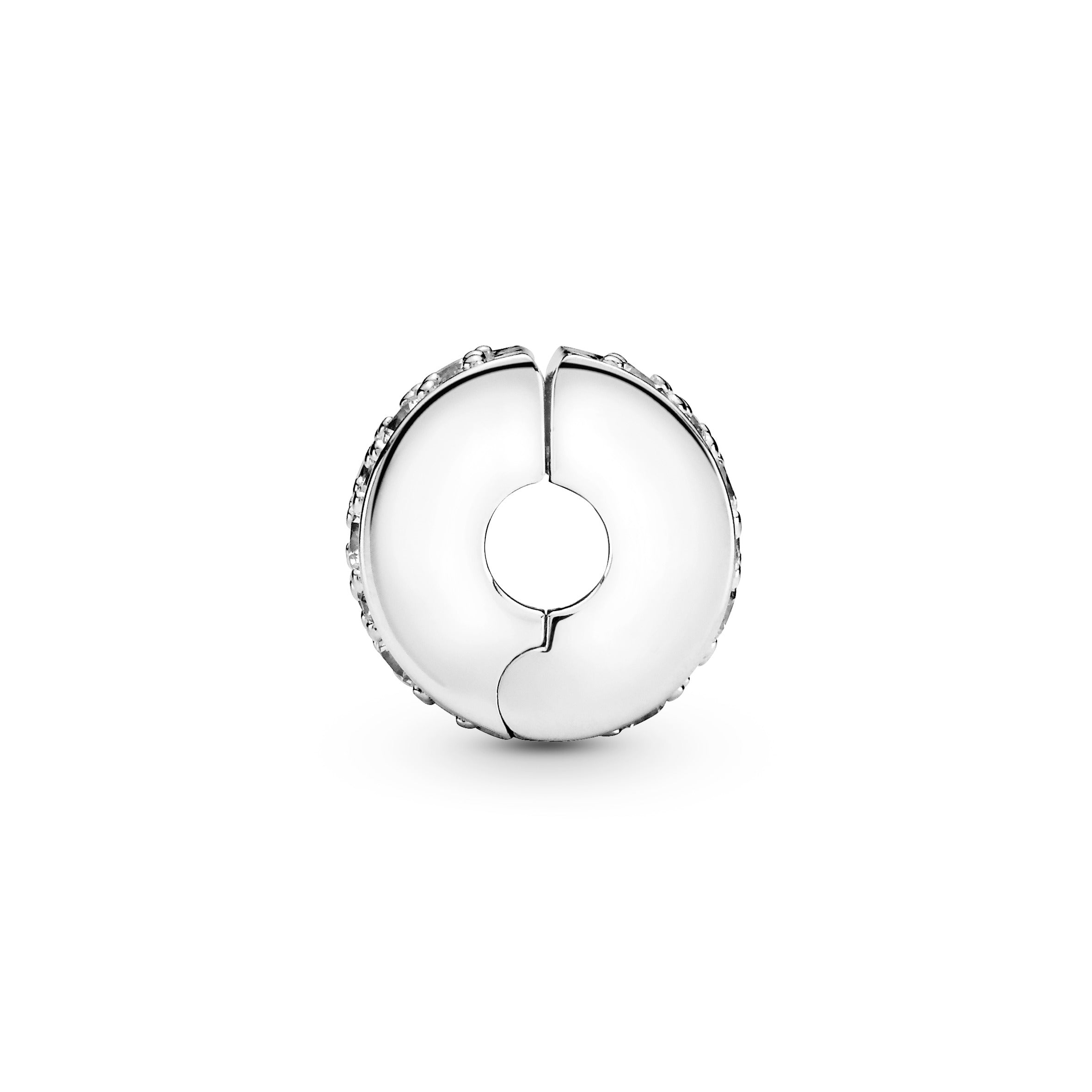 Silver clip with clear cubic zirconia and silicone grip
