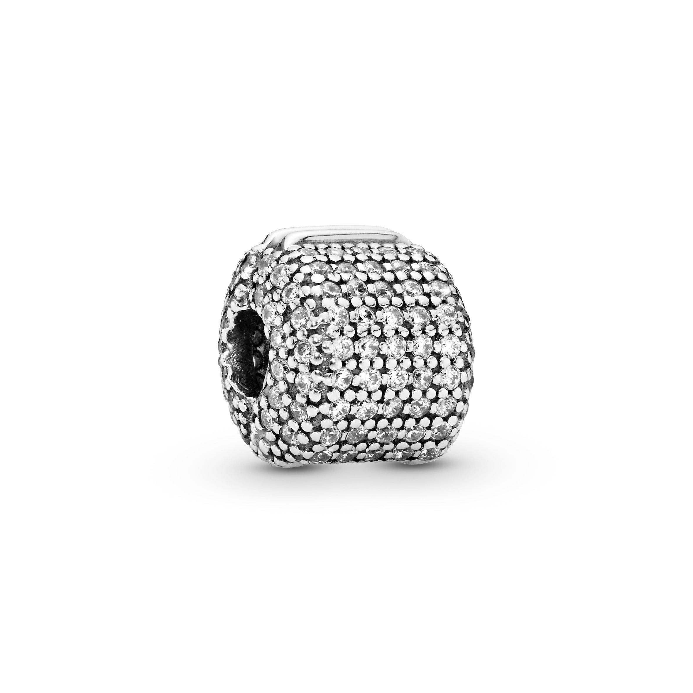 Pave silver clip with clear cubic zirconia