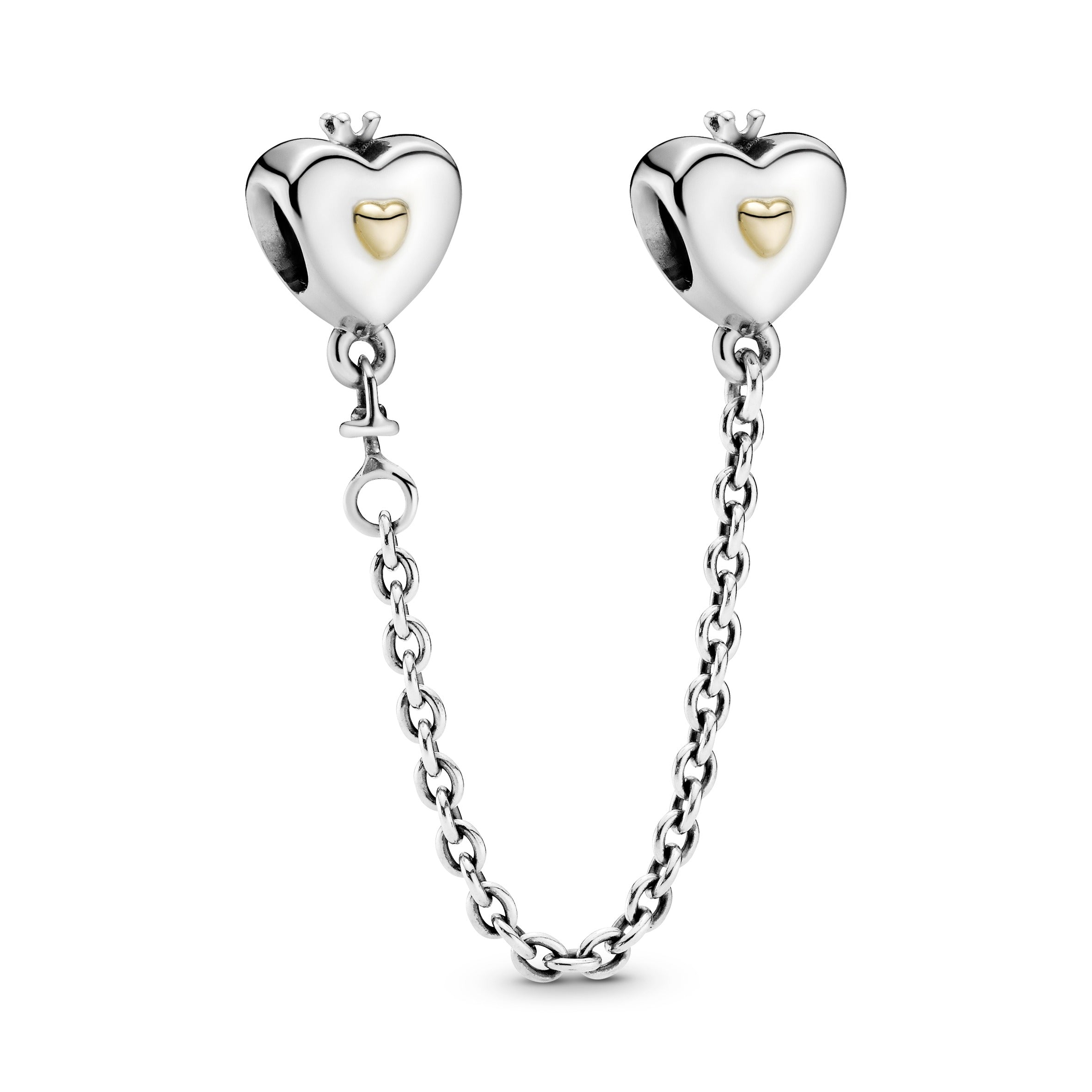 Heart silver safety chain with 14k