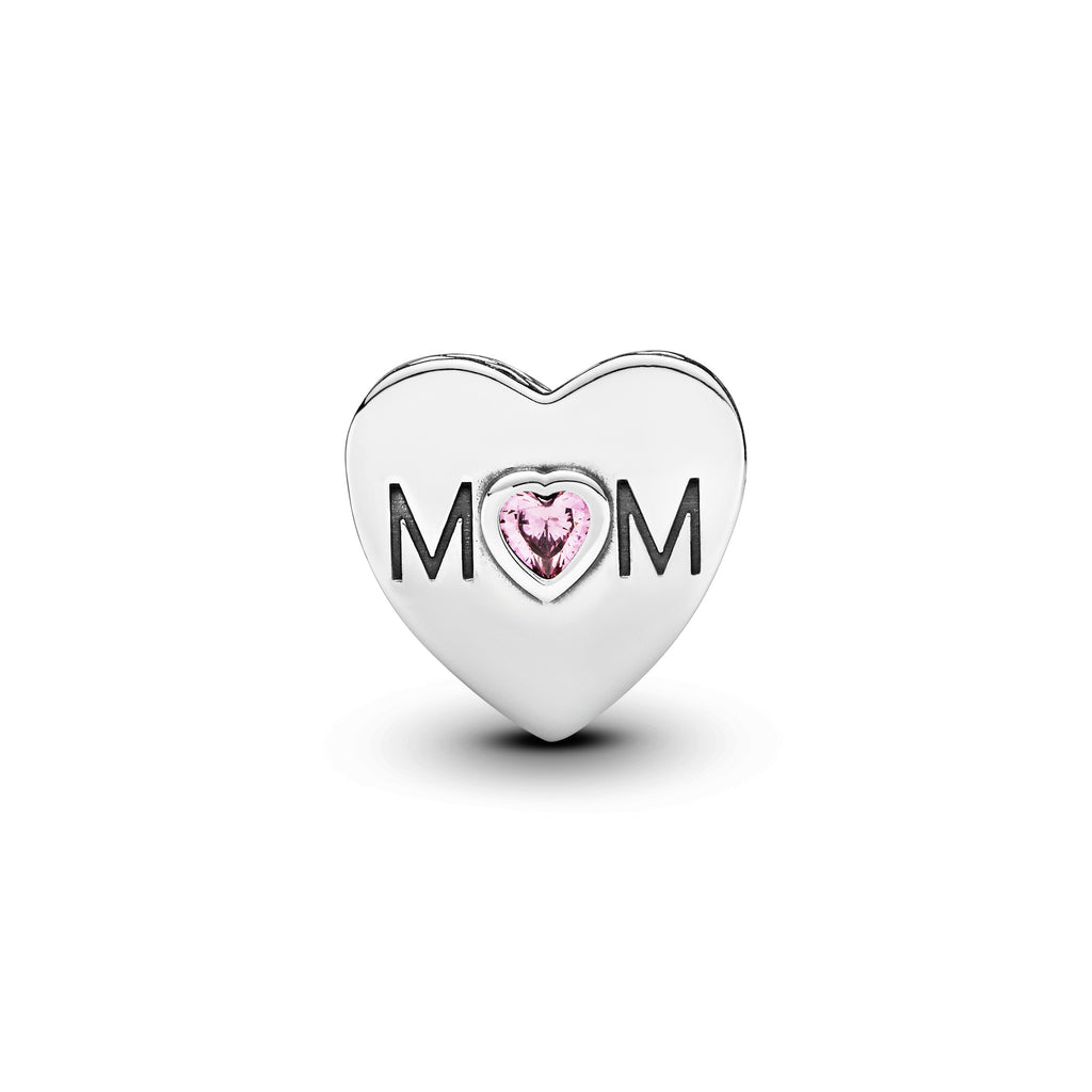 Mum heart silver charm with pink cubic zirconia – Pandora Jordan