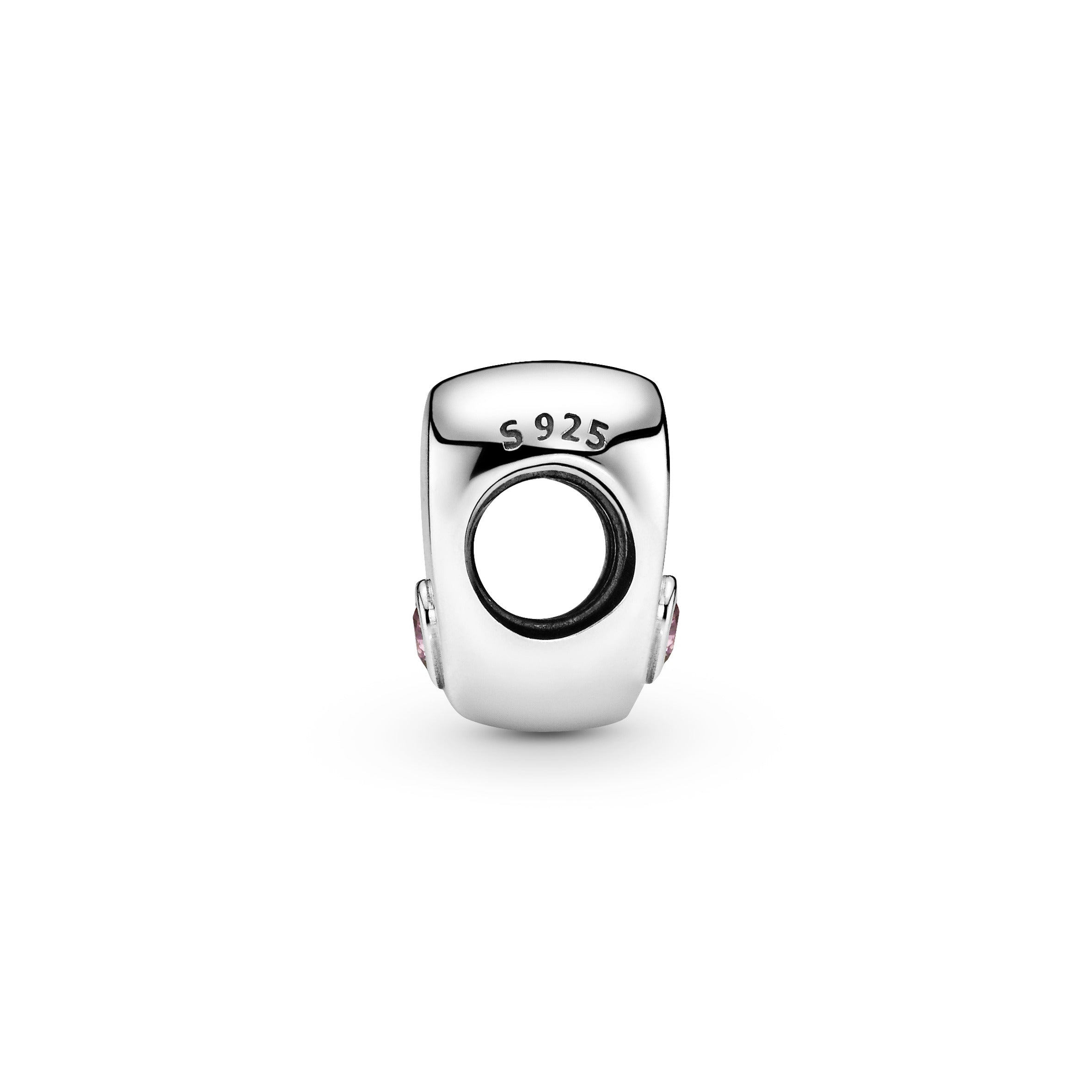 Sister heart silver charm with pink cubic zirconia