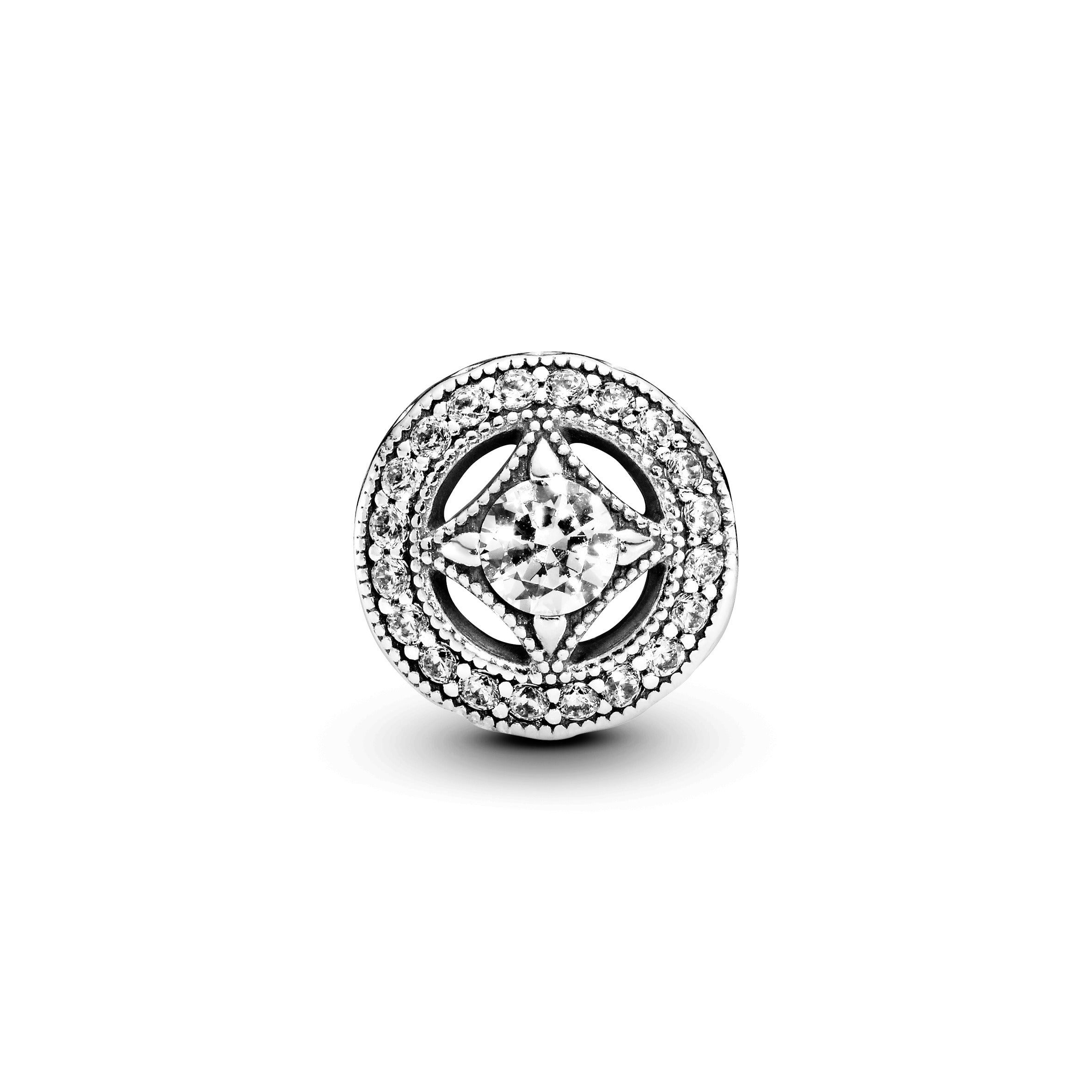 Silver charm with clear cubic zirconia