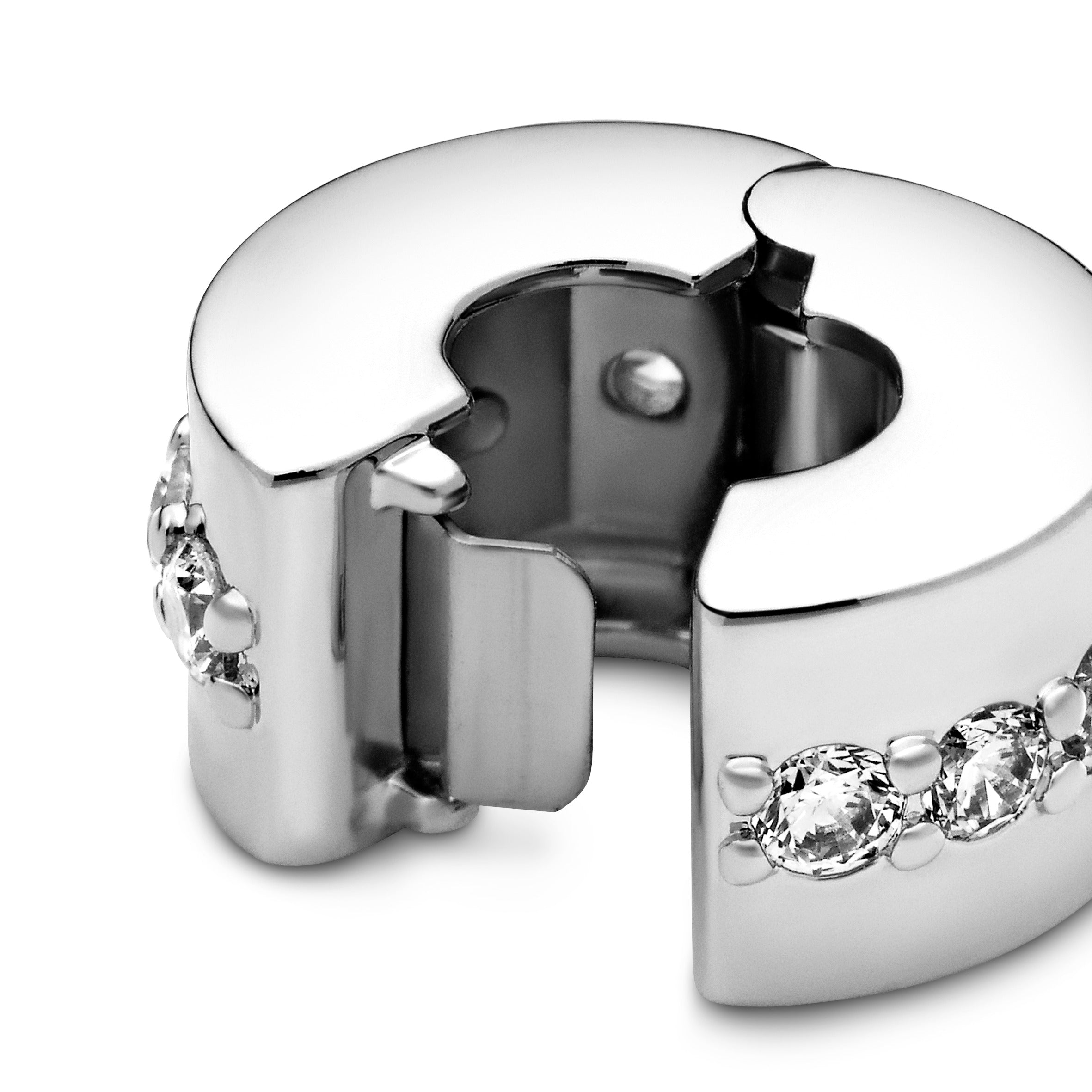 Silver clip with clear cubic zirconia