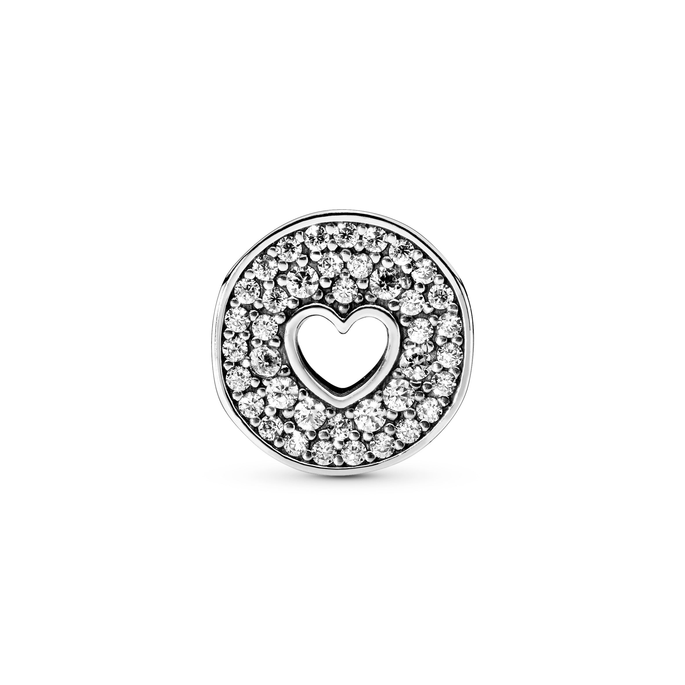 Happy Anniversary silver charm with clear cubic zirconia
