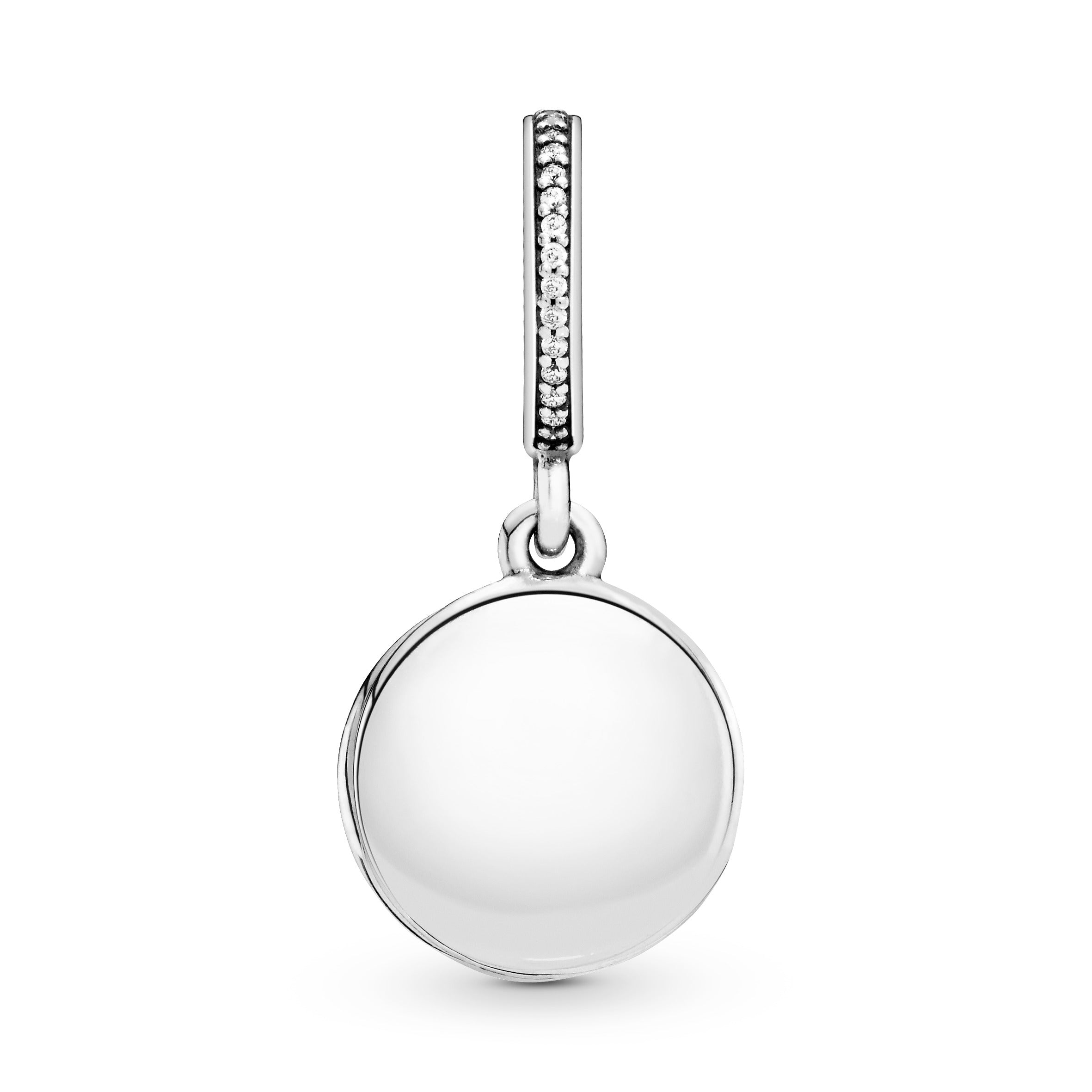 Family tree openable silver dangle with 14k and clear cubic zirconia