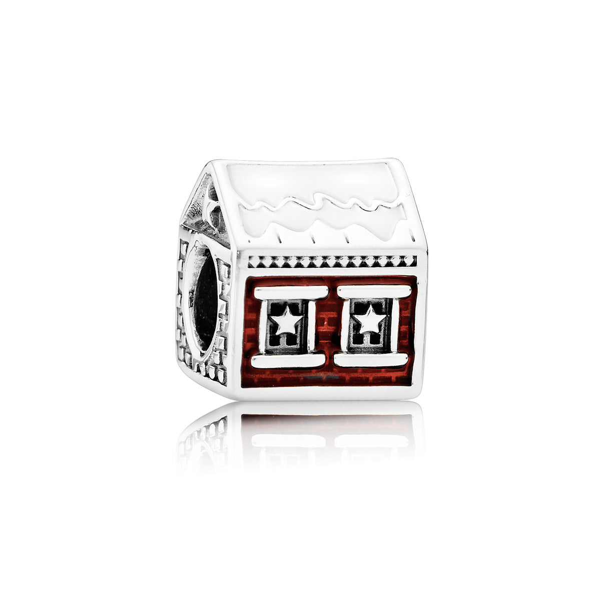 Santa's Home silver charm with white and red enamel