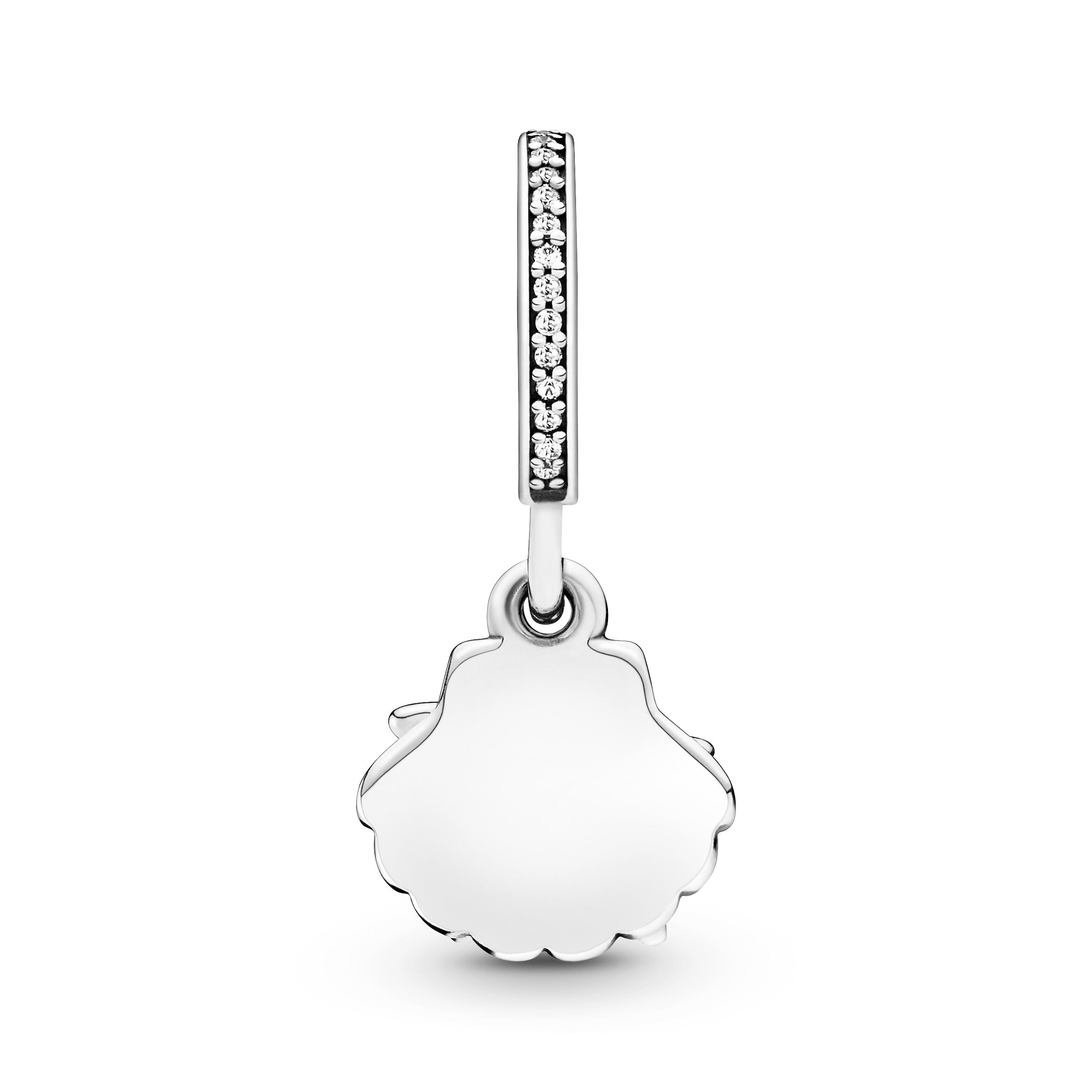 Starfish and shell silver dangle with frosty mint cubic zirconia and clear cubic zirconia