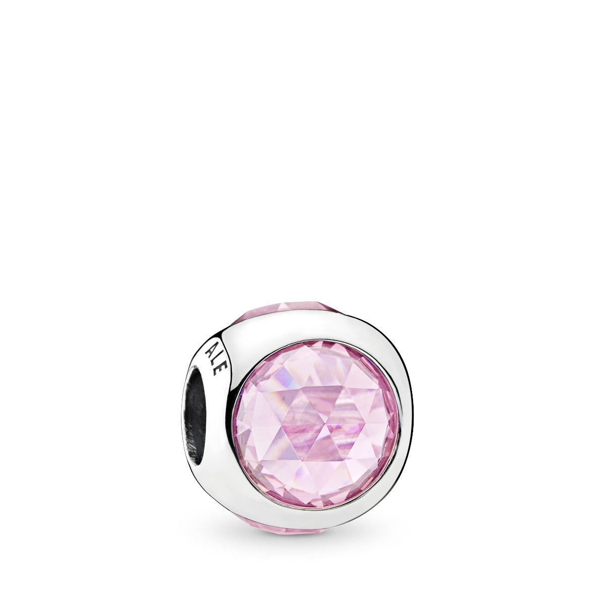Silver charm with pink cubic zirconia